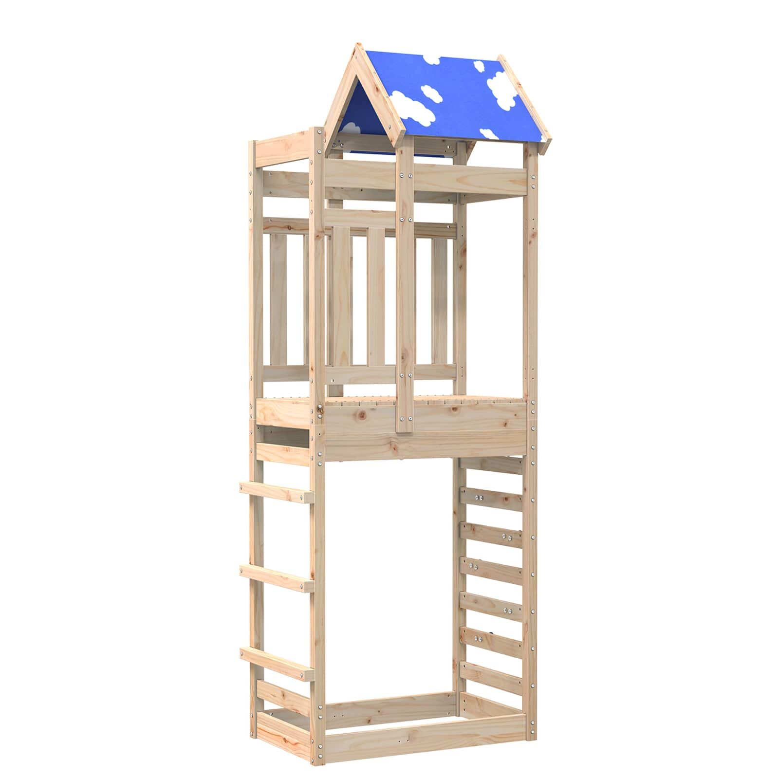 vidaXL Игрална кула Кафяво 85 x 525 x 239 см Солидно борово дърво
