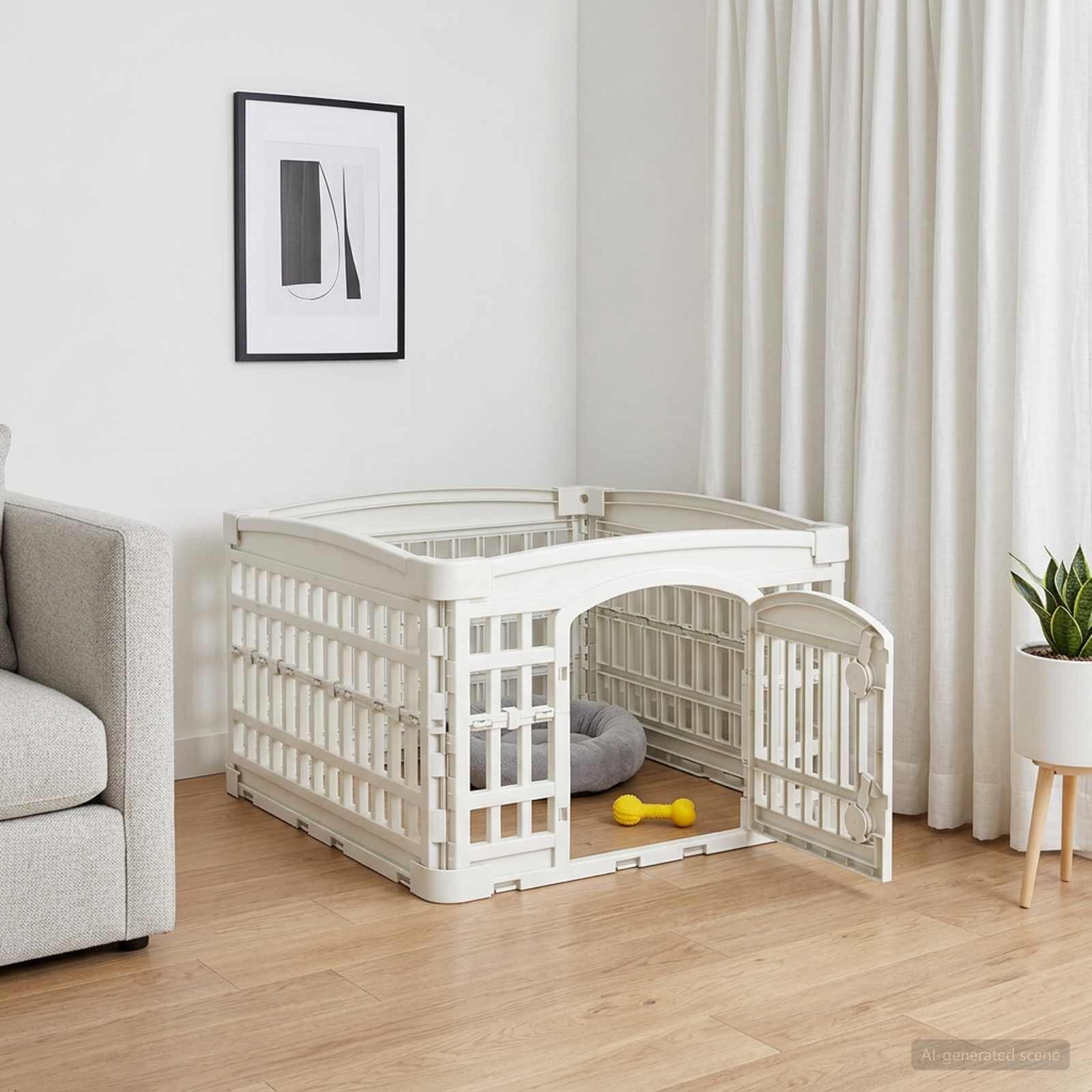 vidaXL Игрална оградка за кучета с 4 панели 60 x 60 x 38 cm Пластмаса