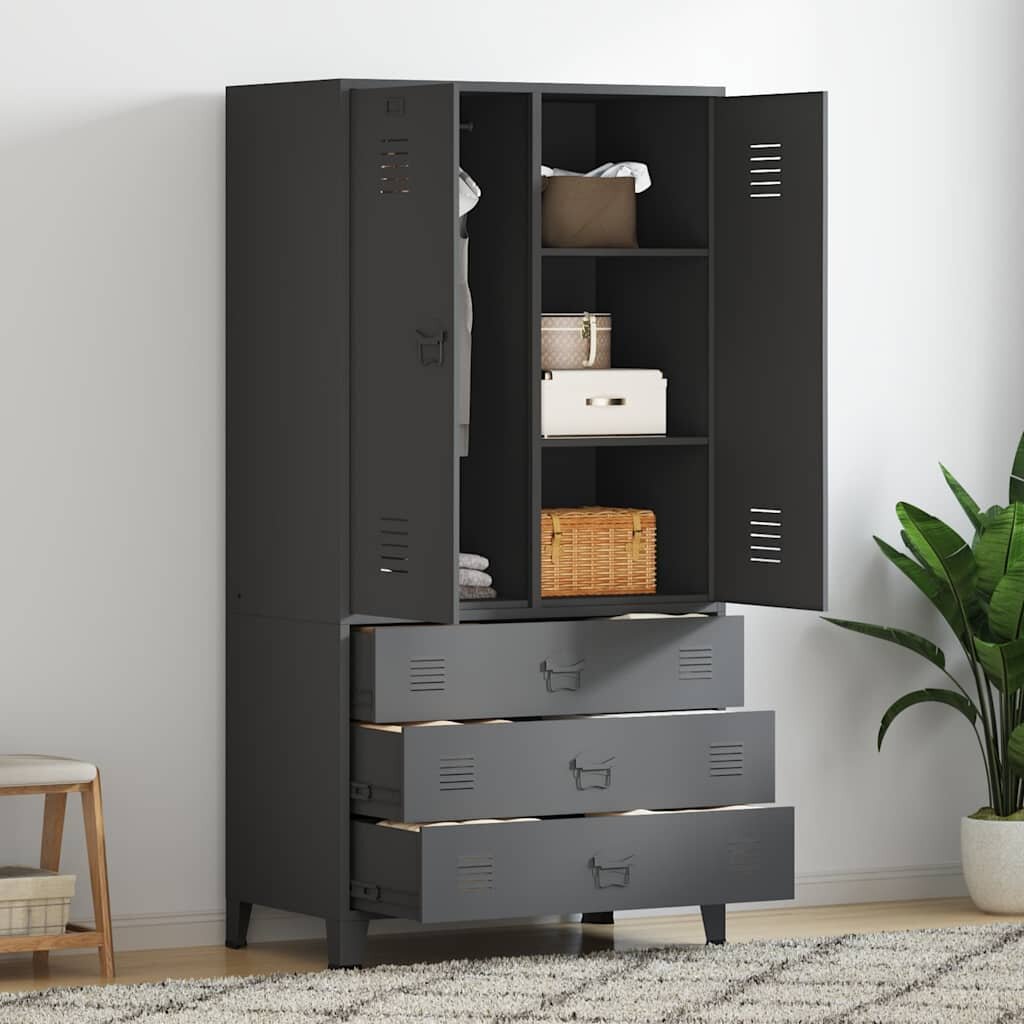 vidaXL Индустриален гардероб антрацит 90x50x180 см метал