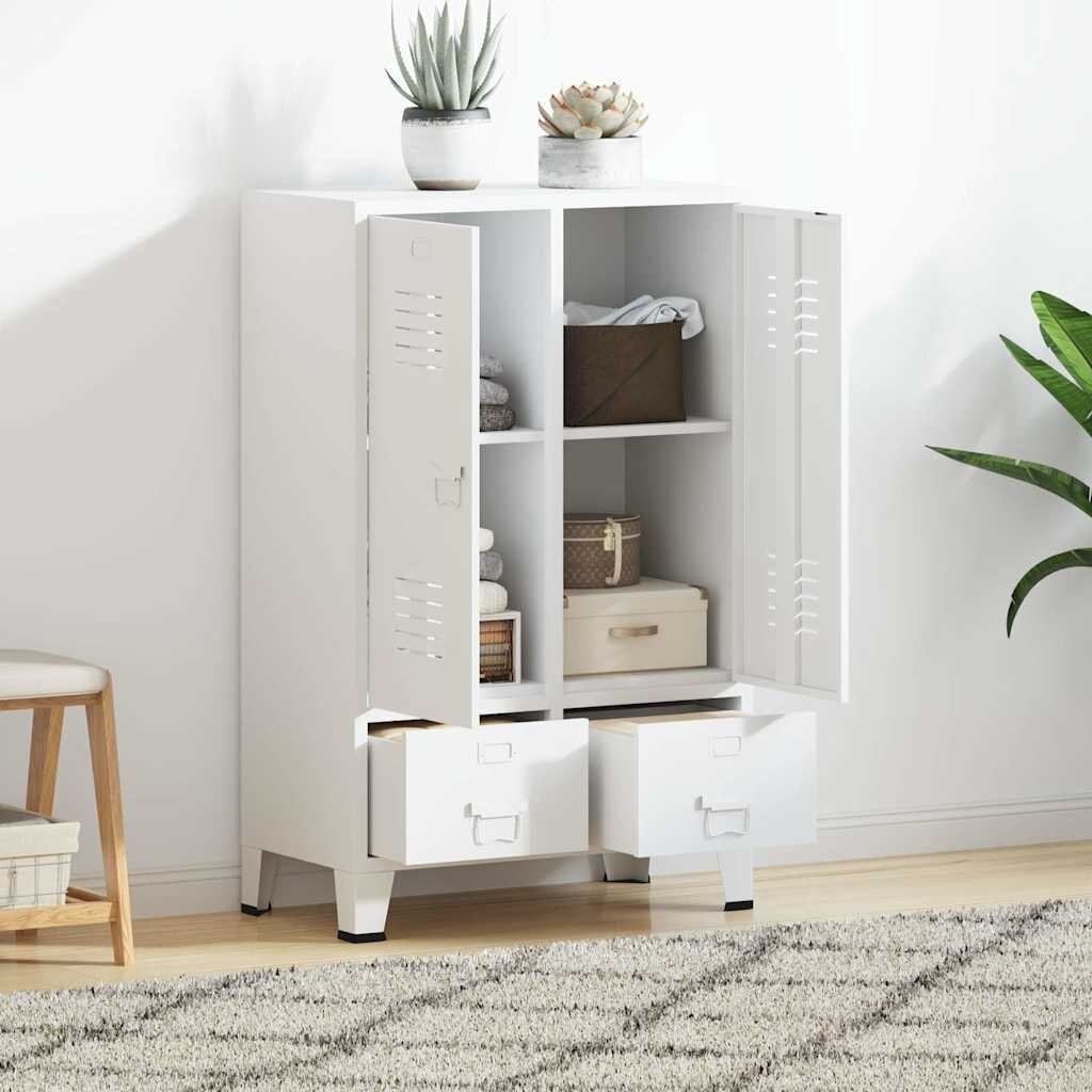 vidaXL Индустриален гардероб бял 67x35x107 см стомана