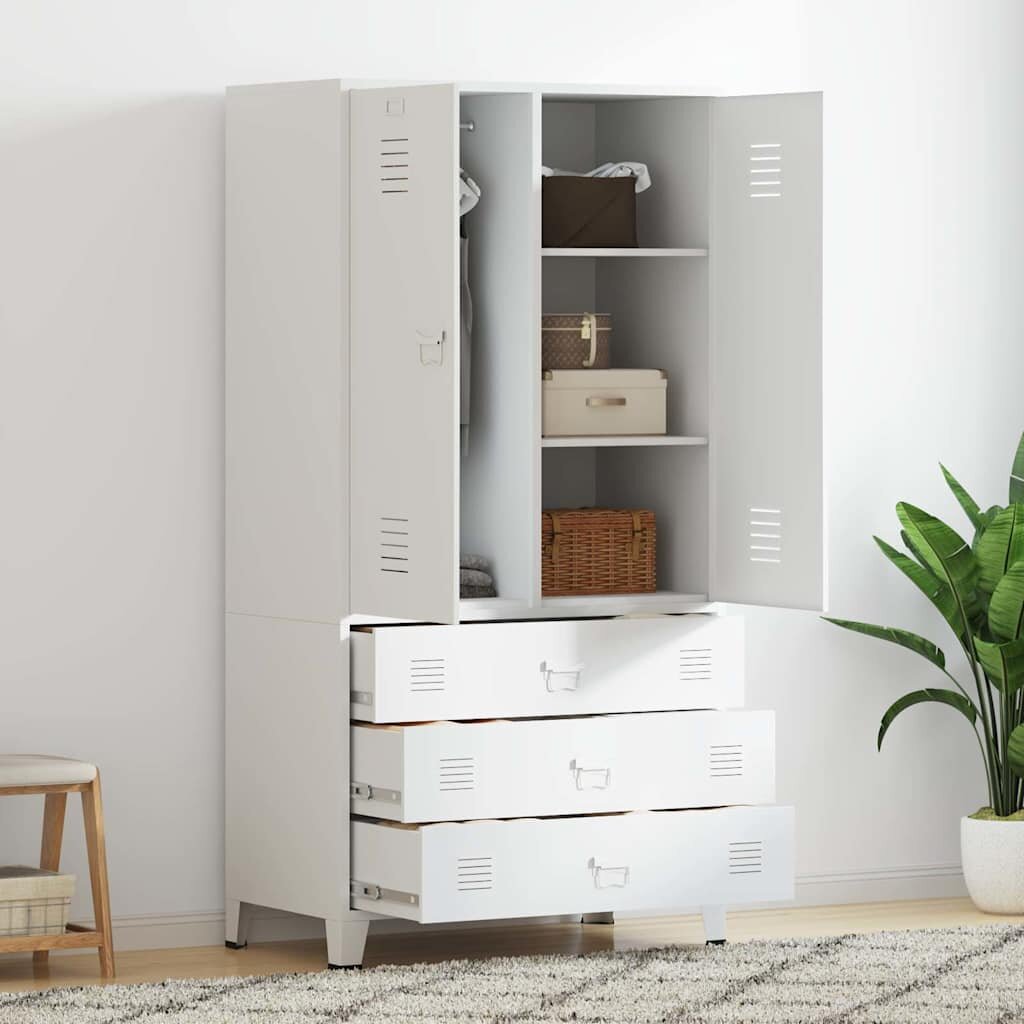 vidaXL Индустриален гардероб бял 90x50x180 см метал