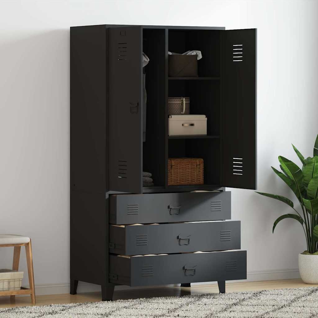 vidaXL Индустриален гардероб черен 90x50x180 см метал