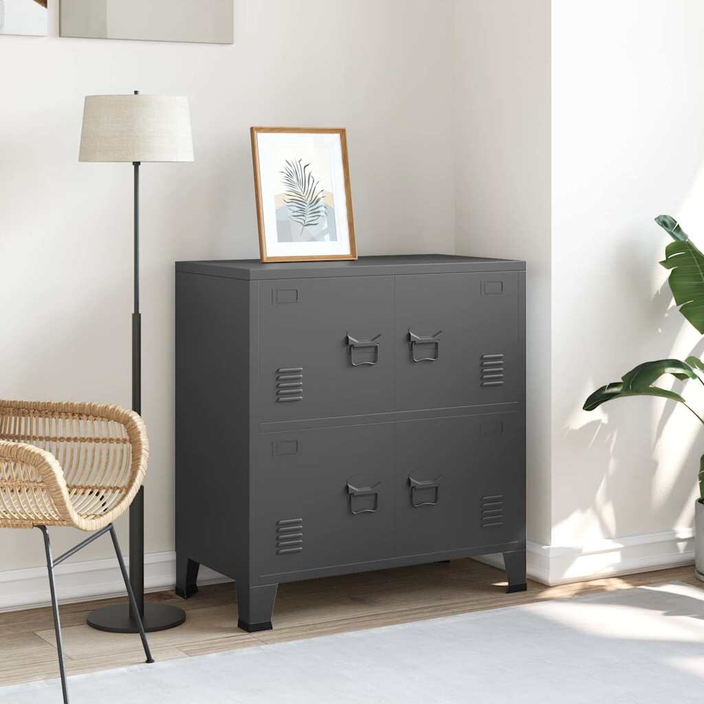 vidaXL Индустриален скрин за съхранение антрацит 75x40x80 cм стомана