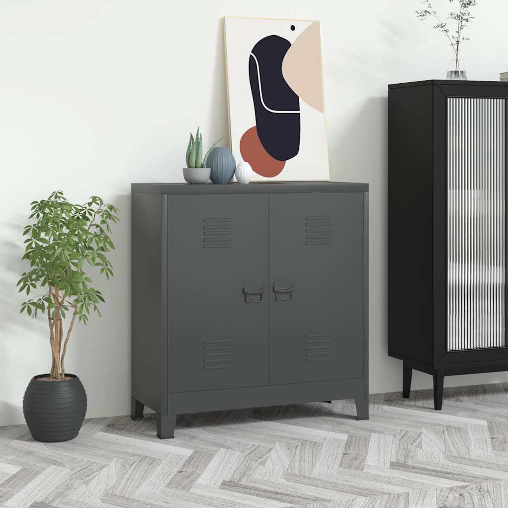 vidaXL Индустриален скрин за съхранение антрацит 90x40x100 cм стомана