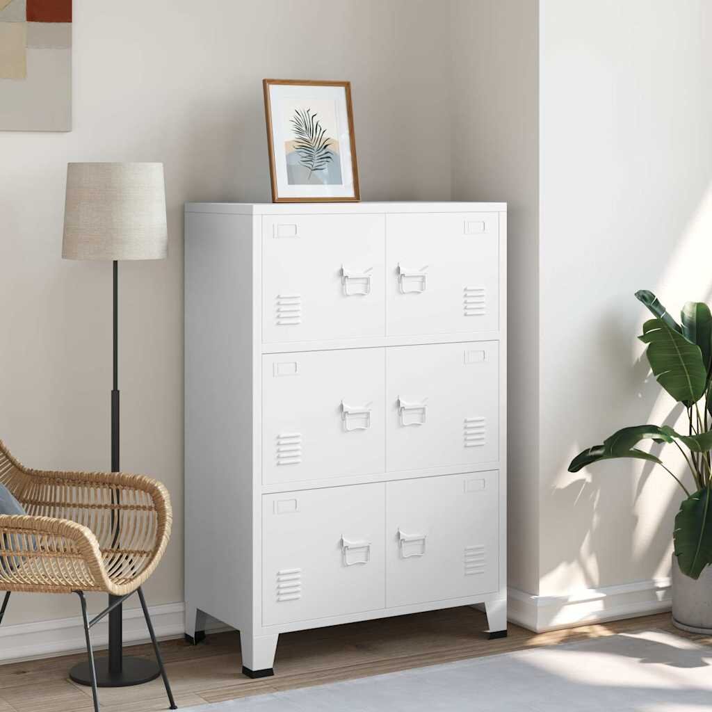 vidaXL Индустриален скрин за съхранение бял 75x40x115 cм метал