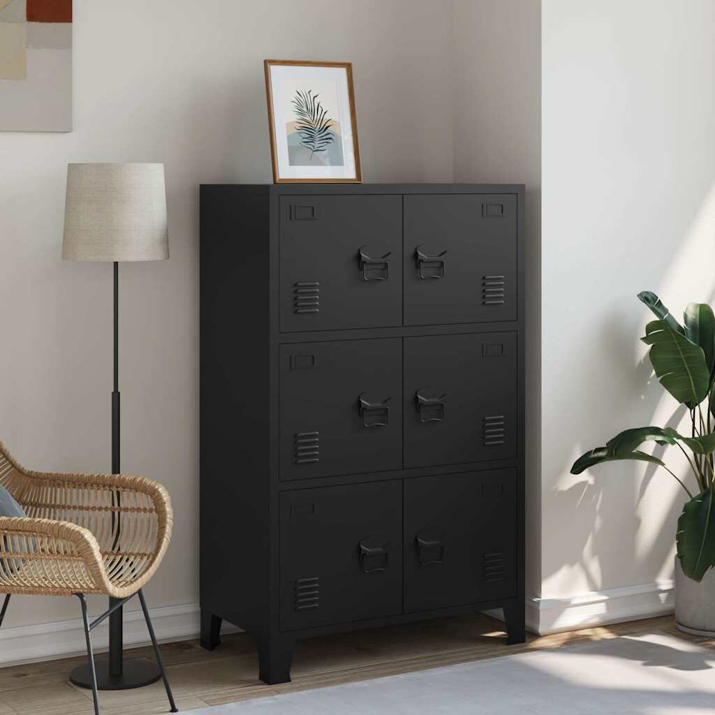 vidaXL Индустриален скрин за съхранение черен 75x40x120 cм стомана