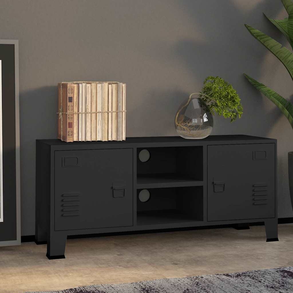 vidaXL Индустриален ТВ шкаф черен 105x35x42 cм метал