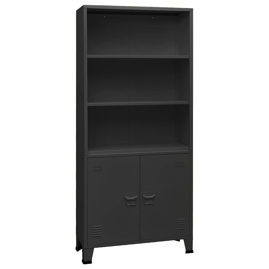 vidaXL Индустриална етажерка за книги антрацит 80x32x180 см стомана