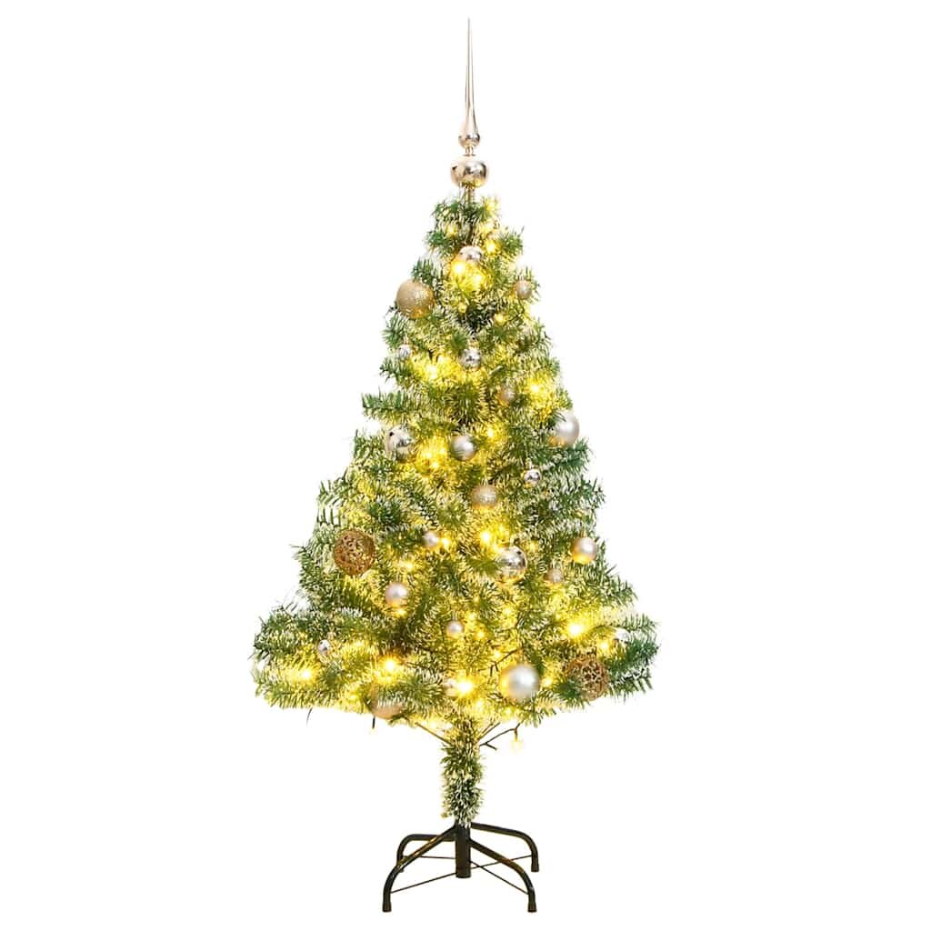 vidaXL Изкуствена коледна елха 150 LED топки и флокиран сняг 150 см