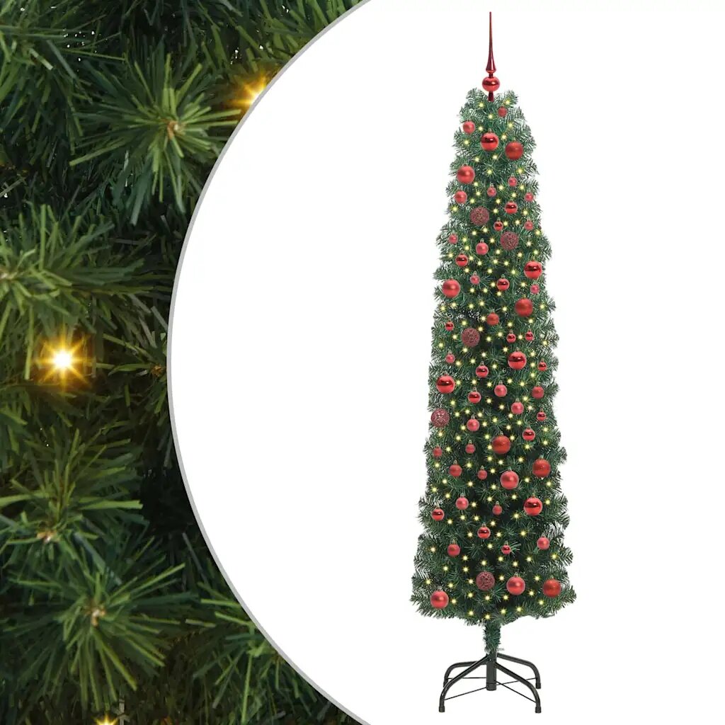 vidaXL Изкуствена коледна елха с LED светлини Зелено 180 cm