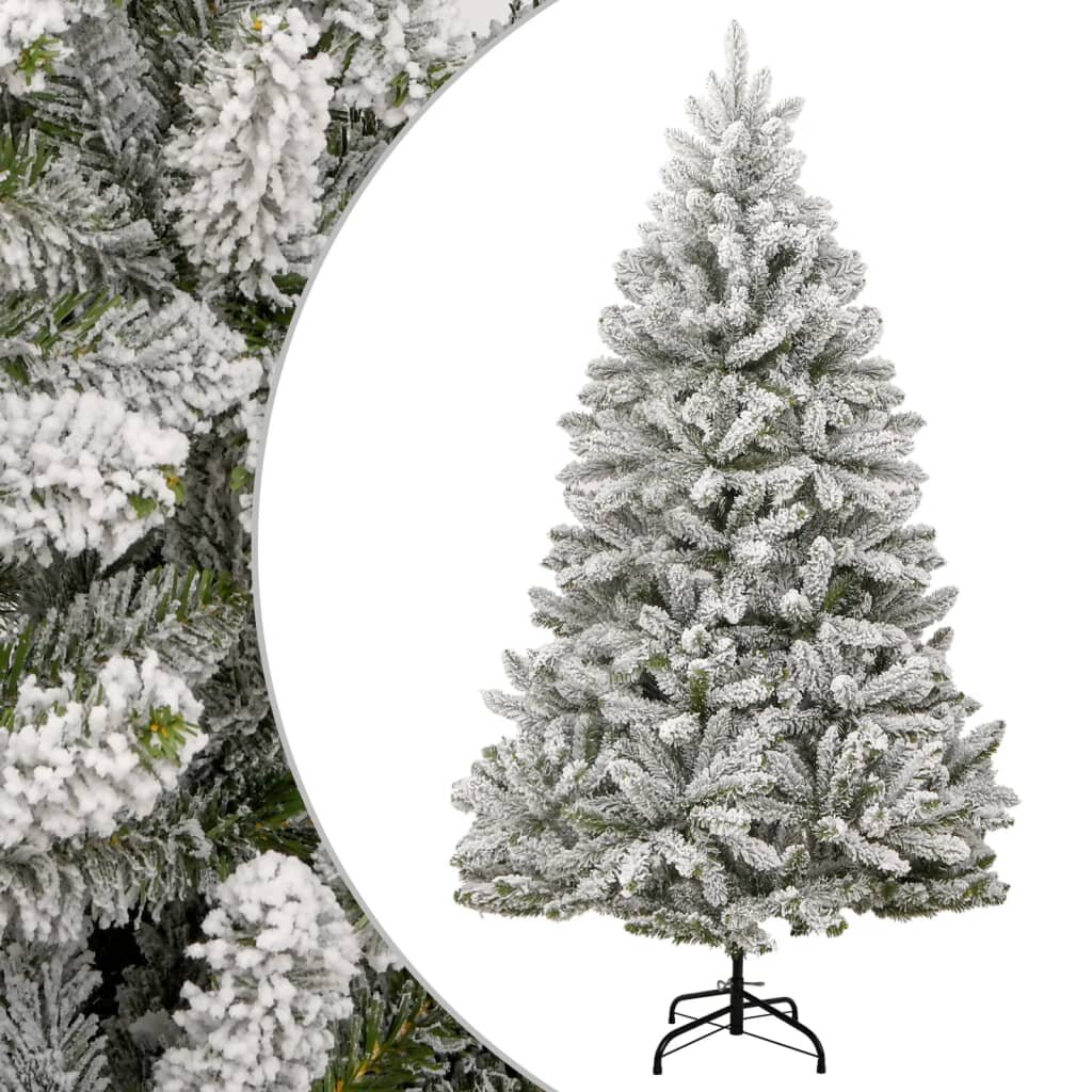 vidaXL Изкуствена коледна елха с шарнири и флокиран сняг 270 см