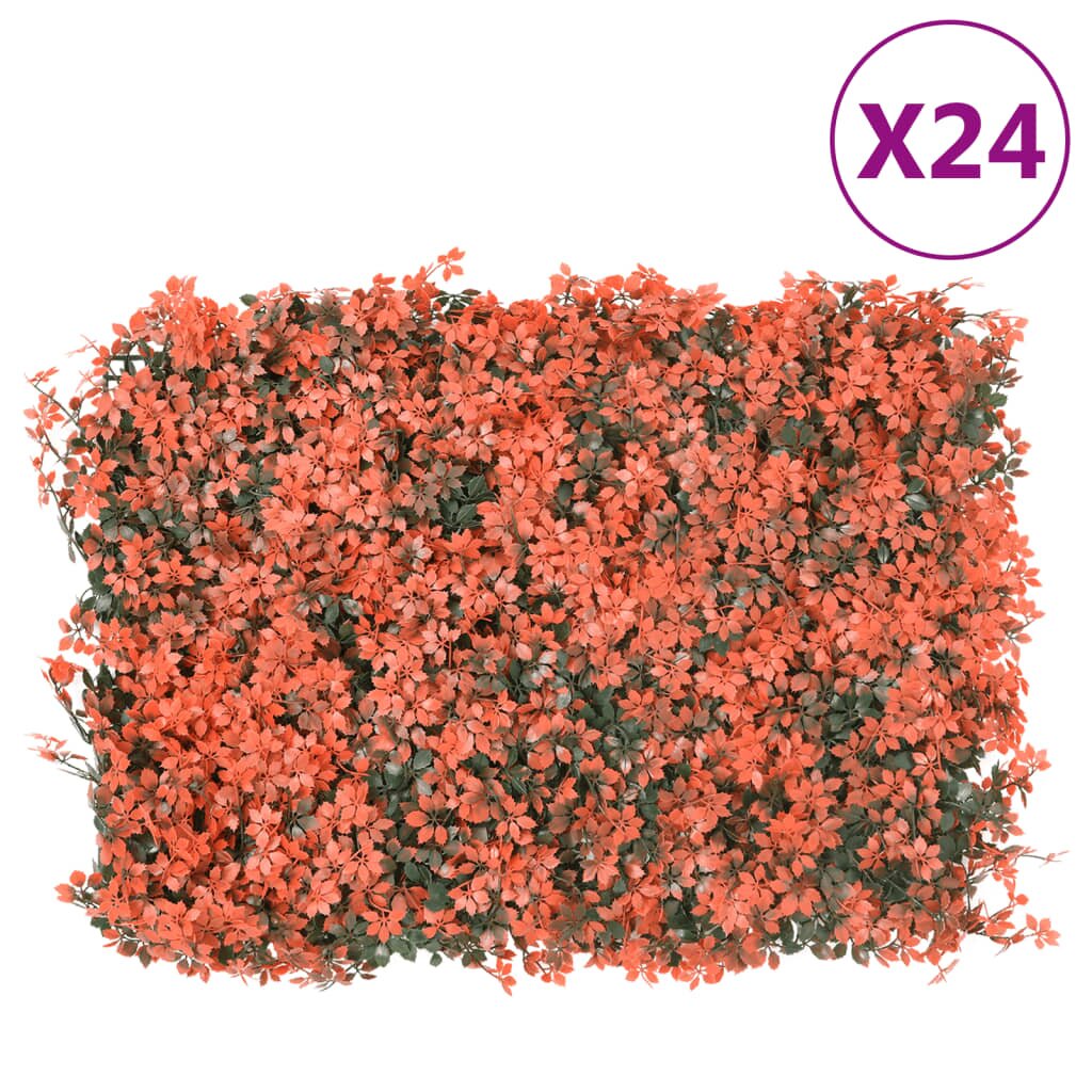 vidaXL Изкуствена ограда от кленов лист 24 бр светлочервено 40x60 см