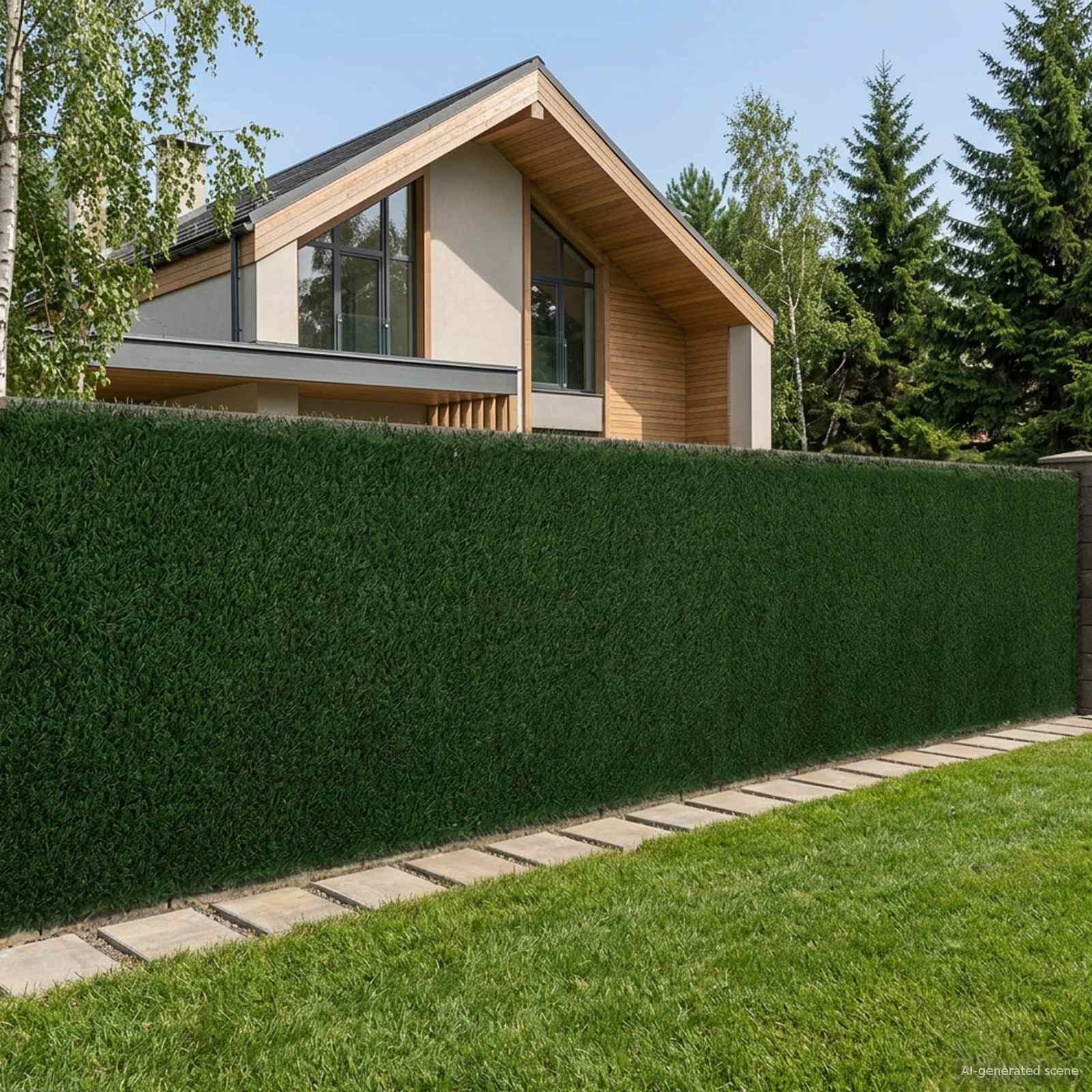 vidaXL Изкуствена ограда Тъмнозелено 15 x 4 m PVC и стомана