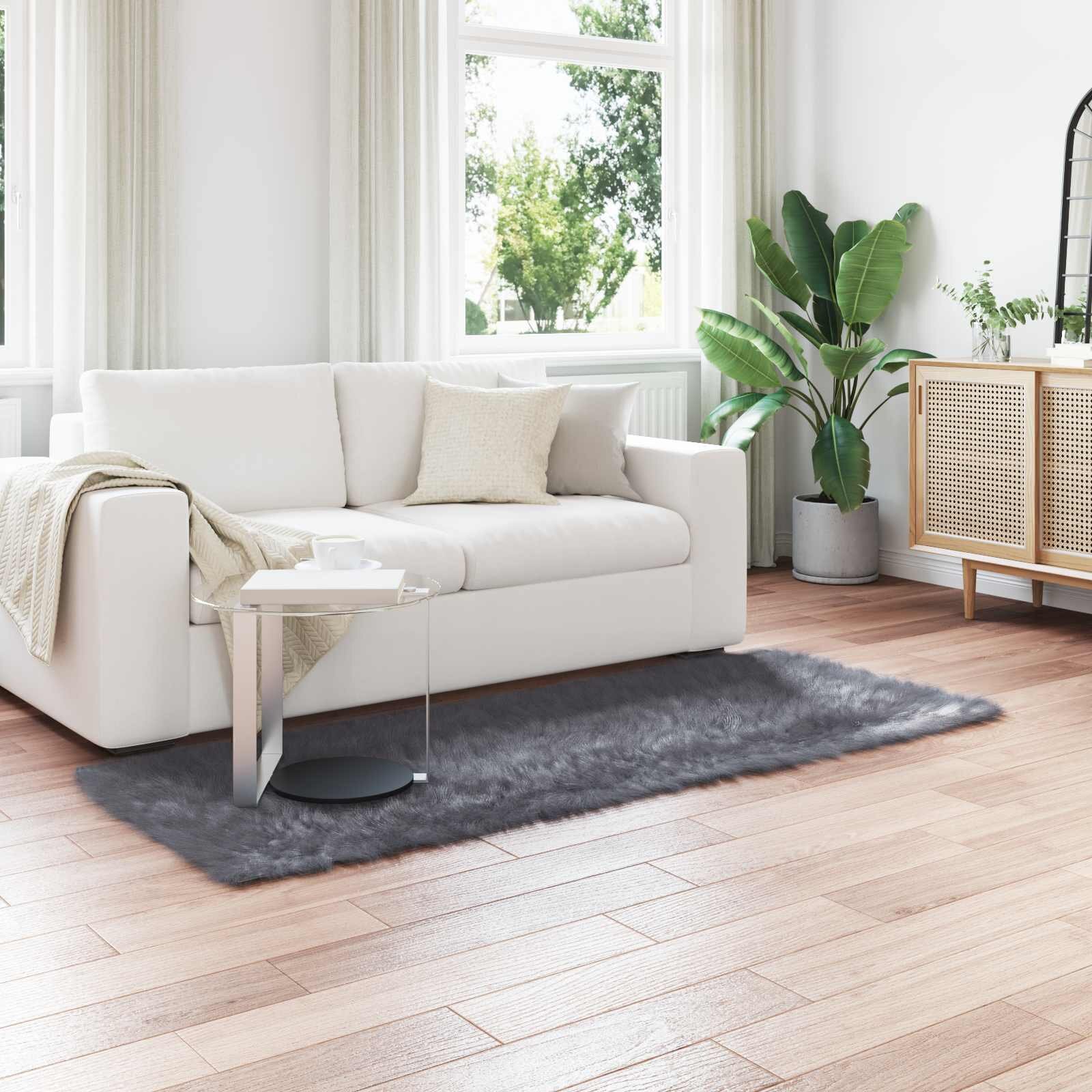 vidaXL Изкуствена овча килим TAFALLA Антрацит 100 x 200 cm Полиестер