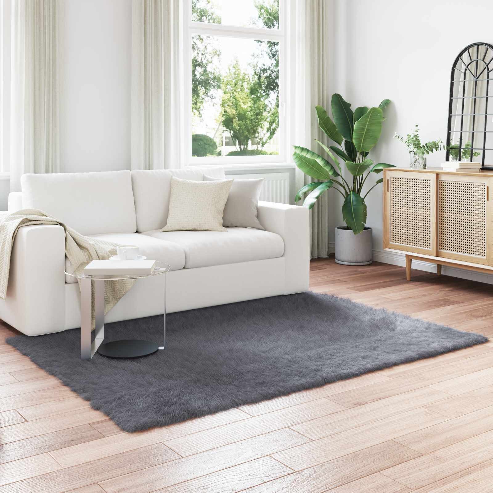 vidaXL Изкуствена овча килим TAFALLA Антрацит 140 x 200 cm Полиестер