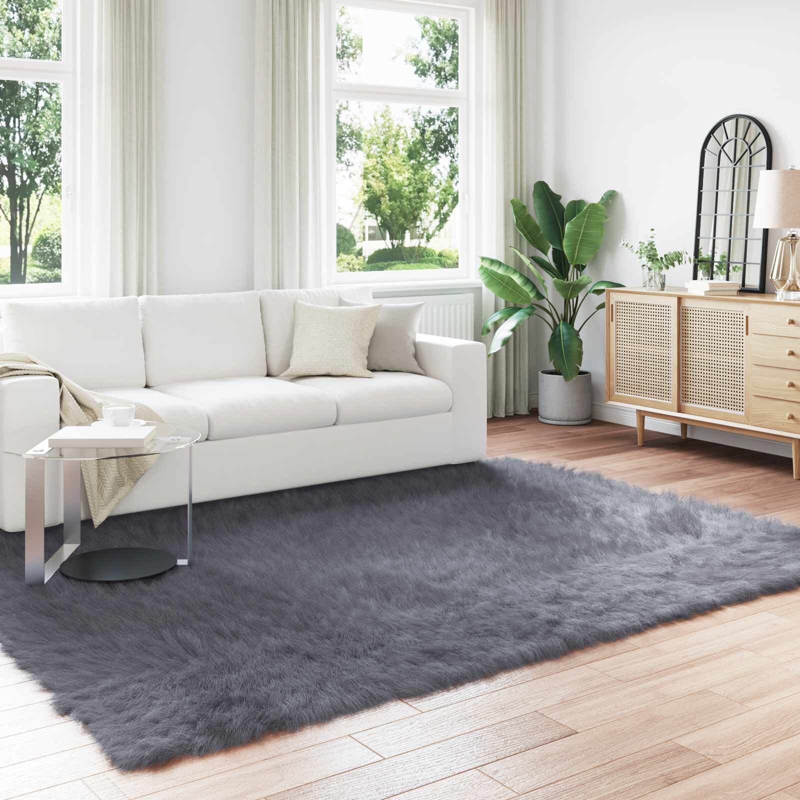 vidaXL Изкуствена овча килим TAFALLA Антрацит 200 x 280 см Полиестер