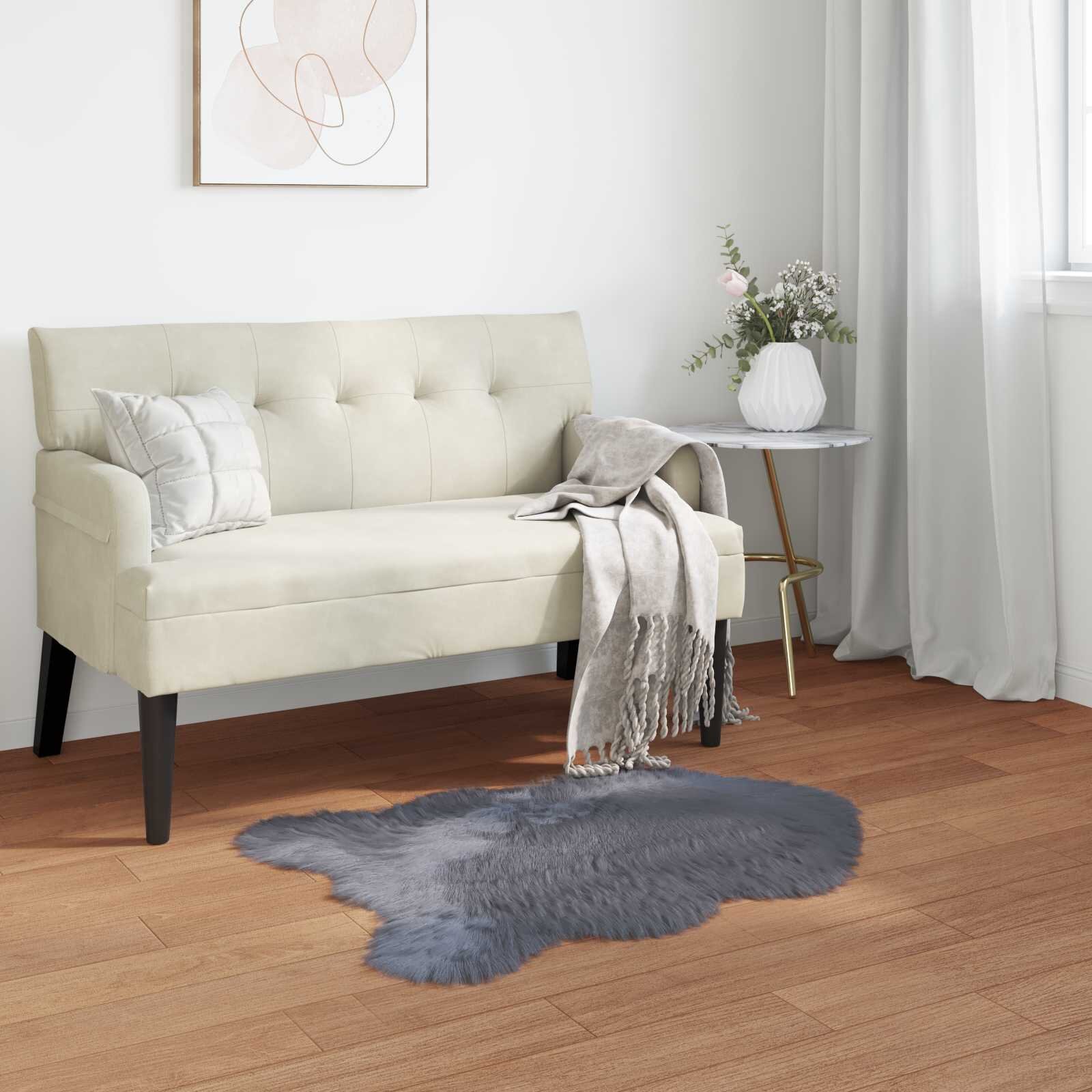 vidaXL Изкуствена овча килим TAFALLA Антрацит 50 x 80 cm Полиестер