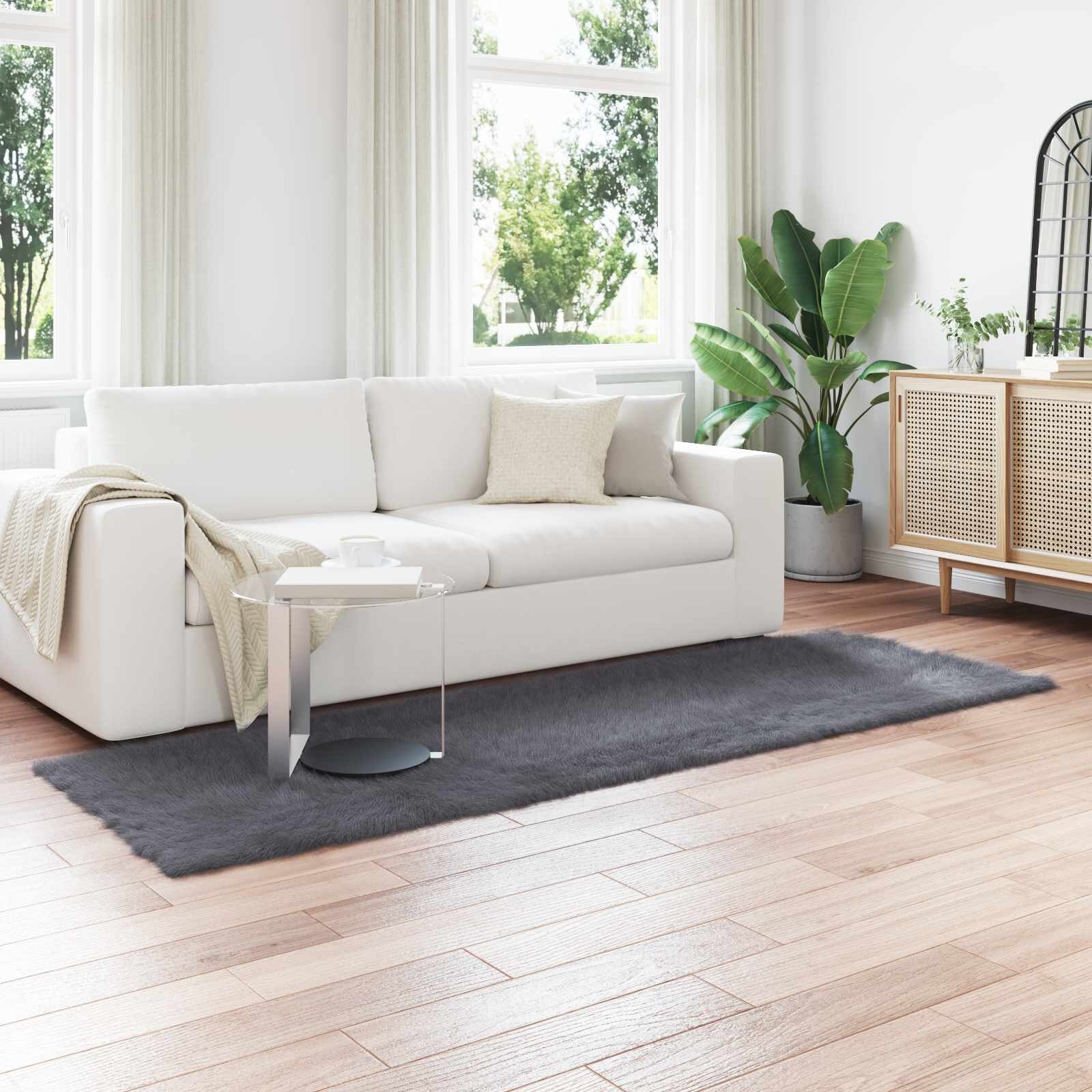 vidaXL Изкуствена овча килим TAFALLA Антрацит 80 x 250 cm Полиестер