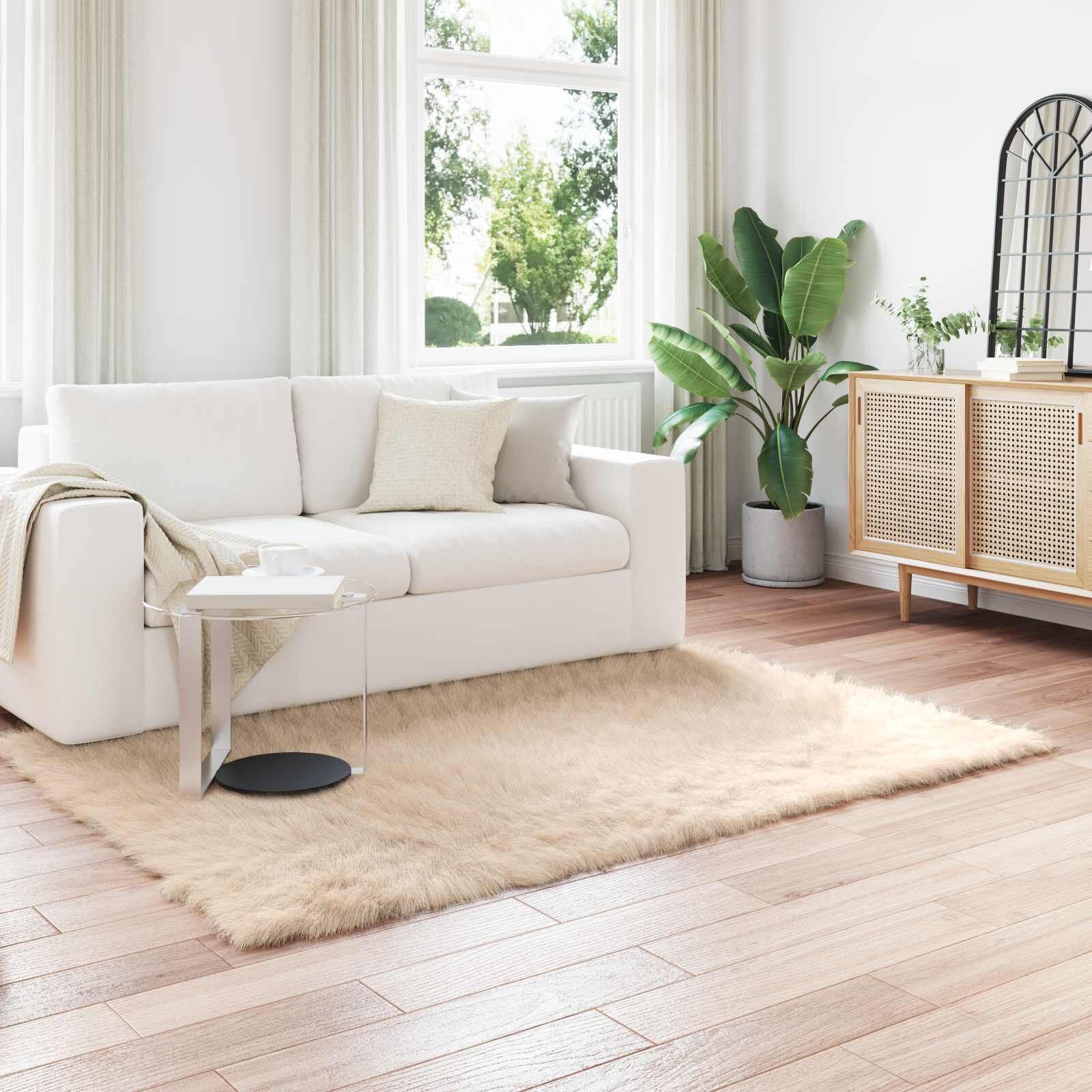 vidaXL Изкуствена овча килим TAFALLA Бежово 120 x 170 cm Полиестер