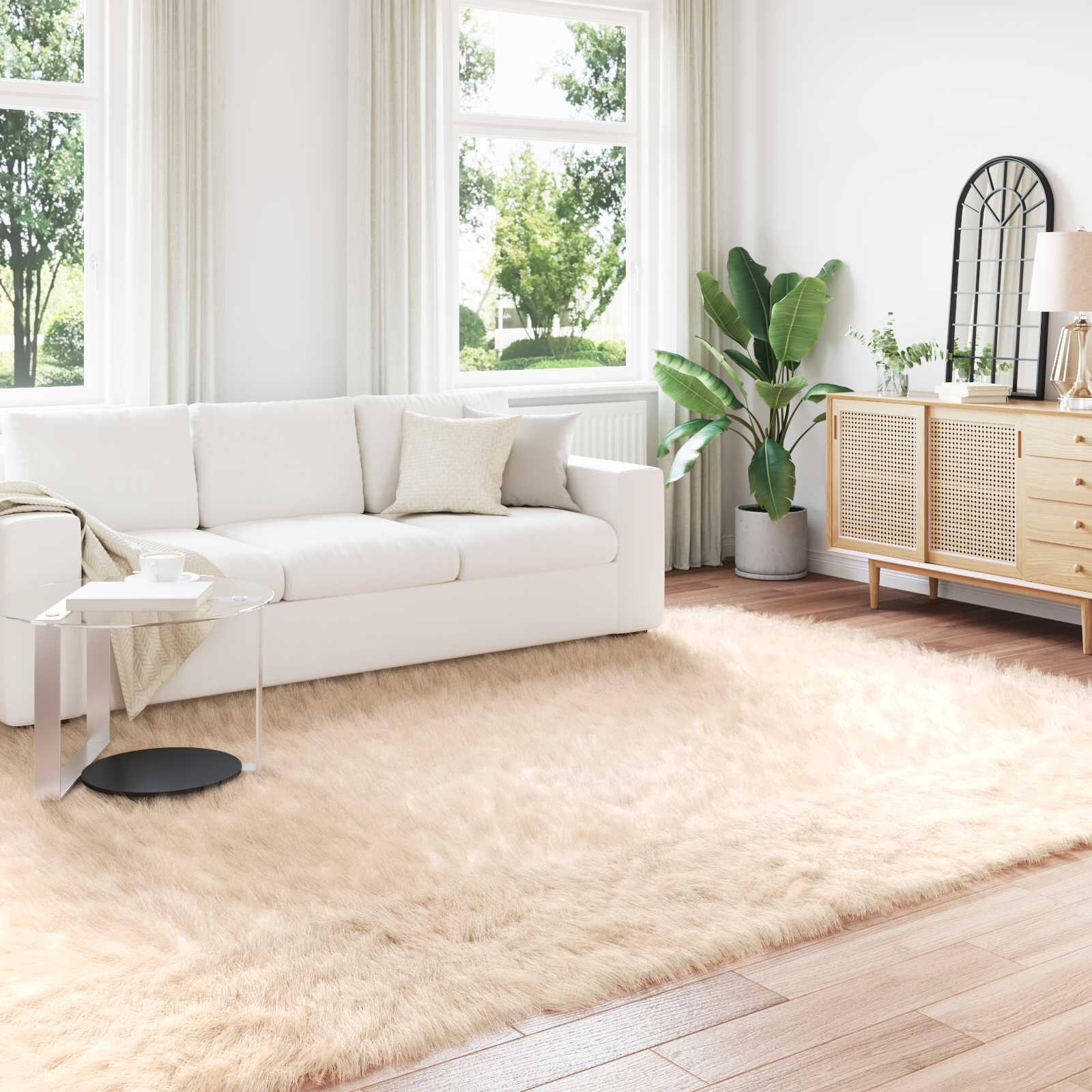 vidaXL Изкуствена овча килим TAFALLA Бежово 240 x 340 см Полиестер