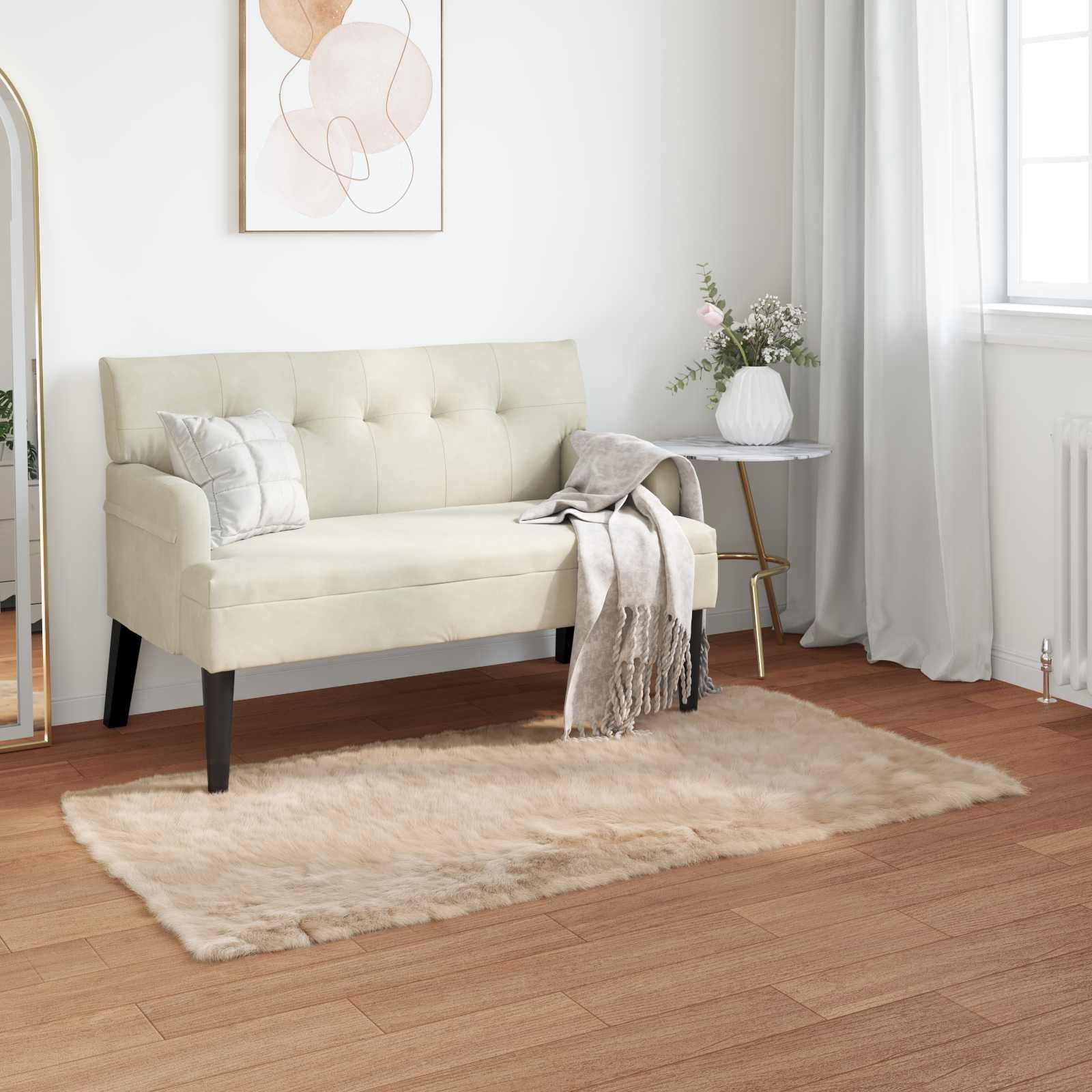 vidaXL Изкуствена овча килим TAFALLA Бежово 60 x 110 cm Полиестер