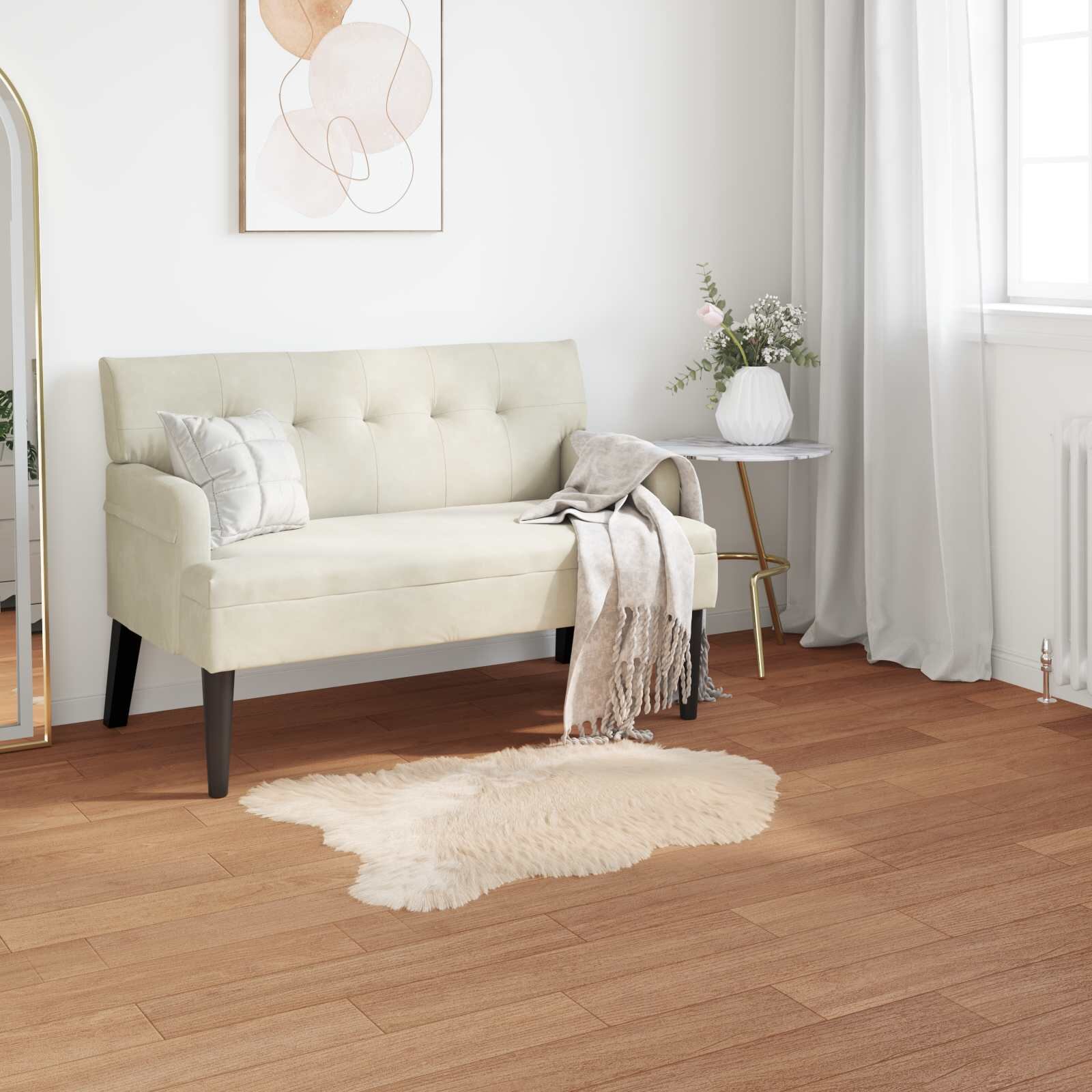 vidaXL Изкуствена овча килим TAFALLA Бежово 60 x 90 cm Полиестер