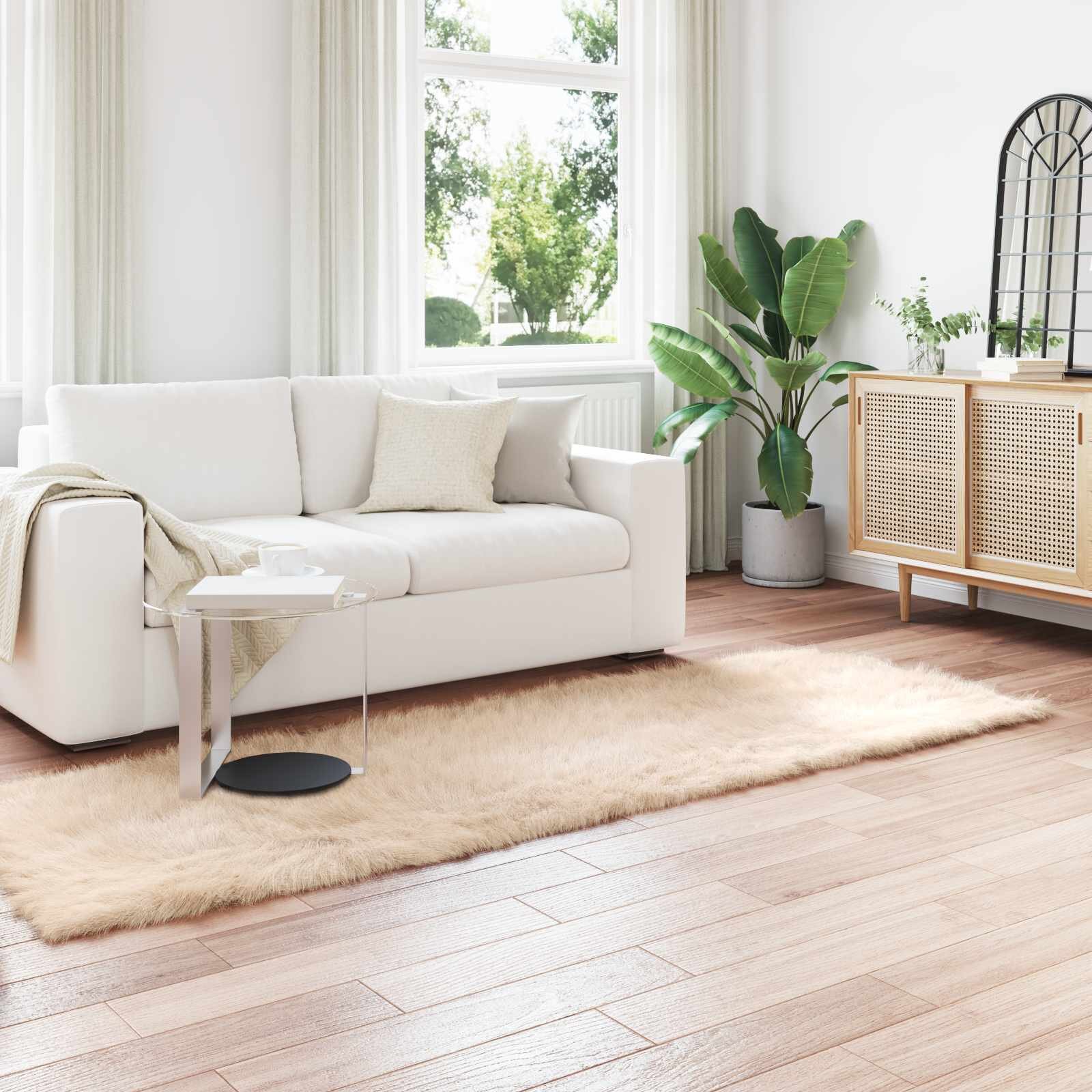 vidaXL Изкуствена овча килим TAFALLA Бежово 80 x 250 cm Полиестер