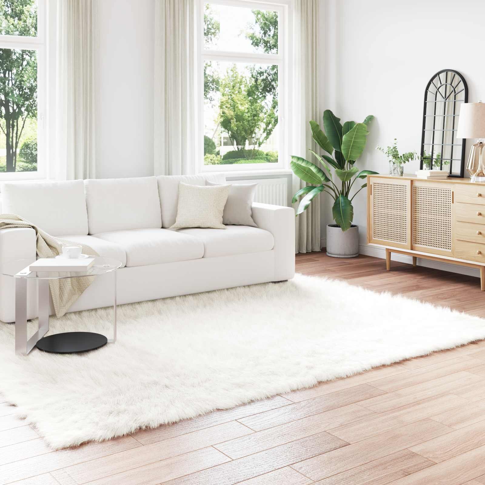 vidaXL Изкуствена овча килим TAFALLA Бяло 240 x 340 см Полиестер