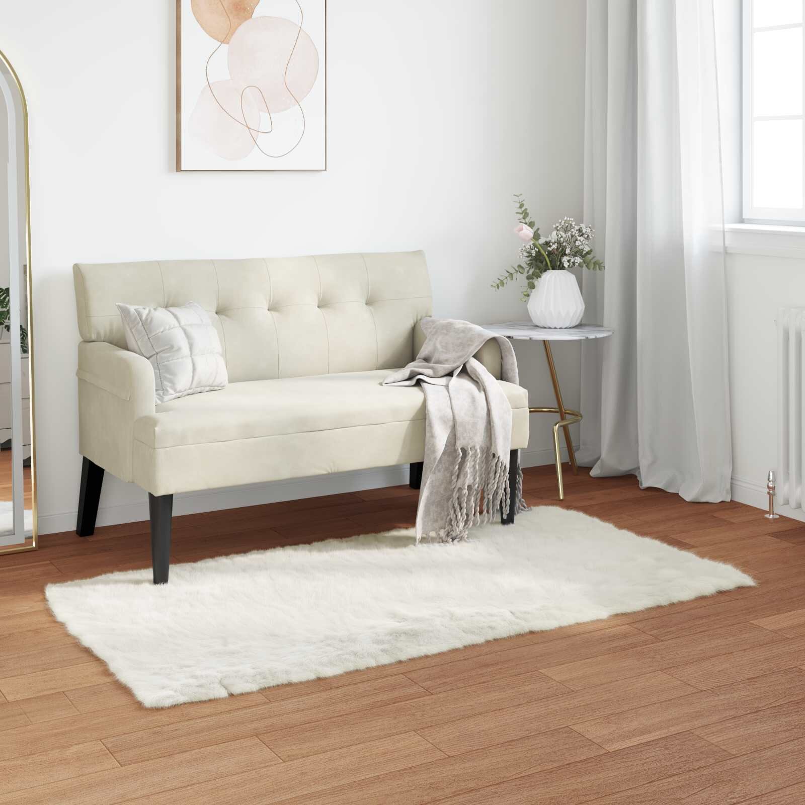 vidaXL Изкуствена овча килим TAFALLA Бяло 60 x 110 cm Полиестер