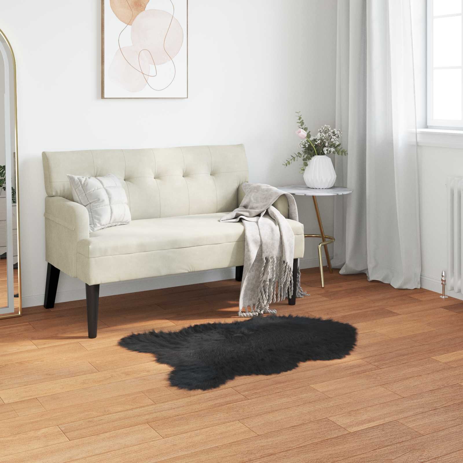 vidaXL Изкуствена овча килим TAFALLA Черно 80 x 120 cm Полиестер