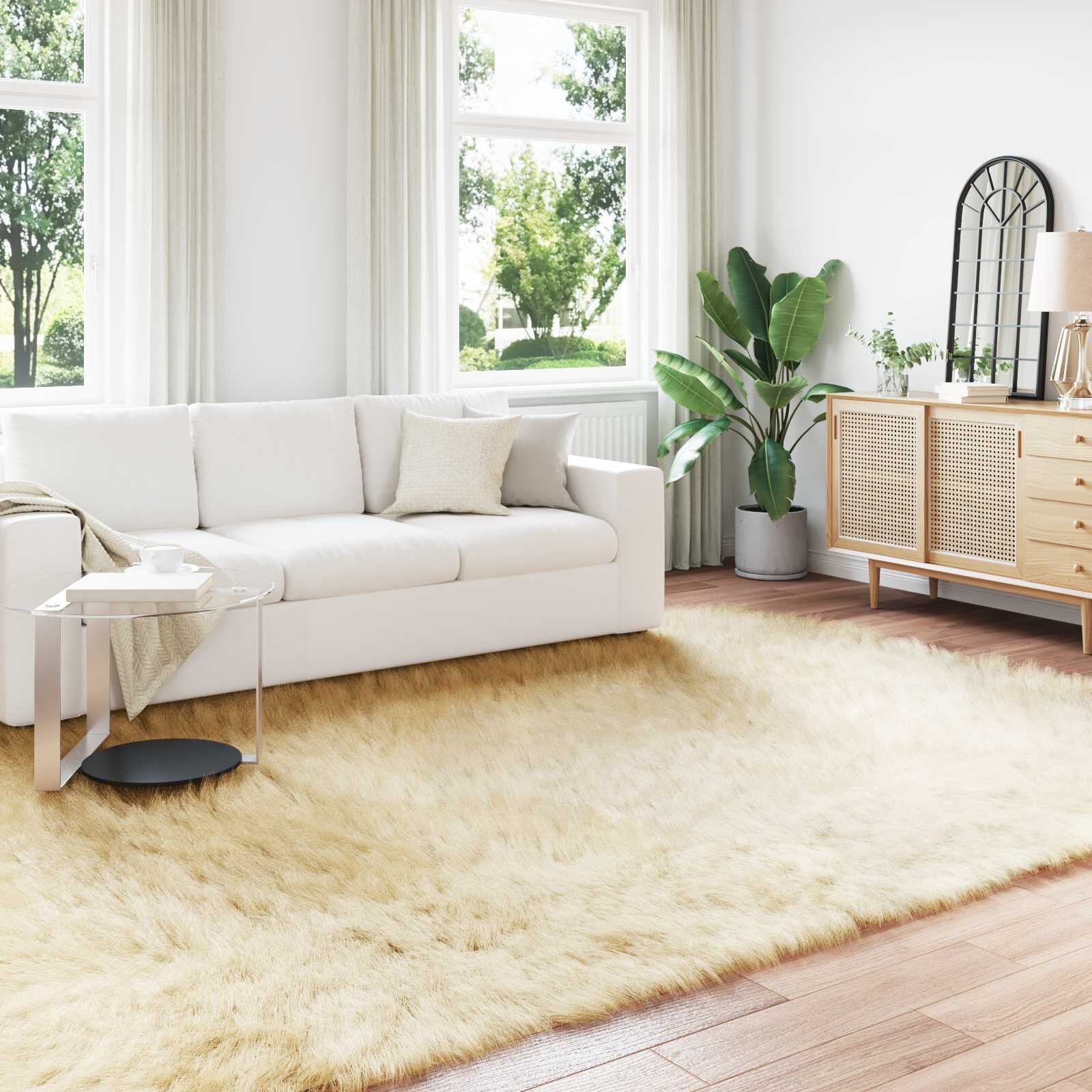 vidaXL Изкуствена овча килим TAFALLA Кремаво 240 x 340 см Полиестер