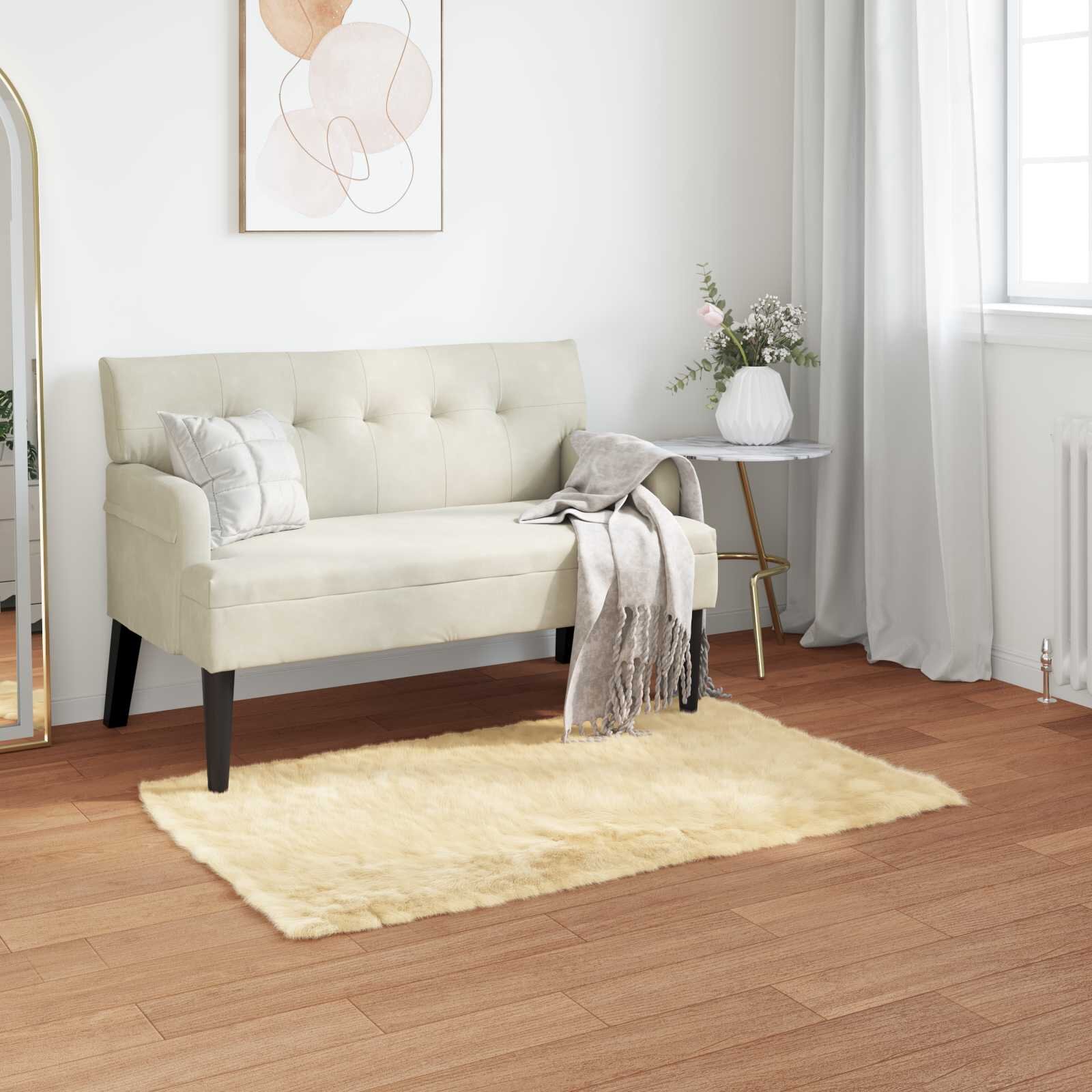 vidaXL Изкуствена овча килим TAFALLA Кремаво 60 x 110 cm Полиестер