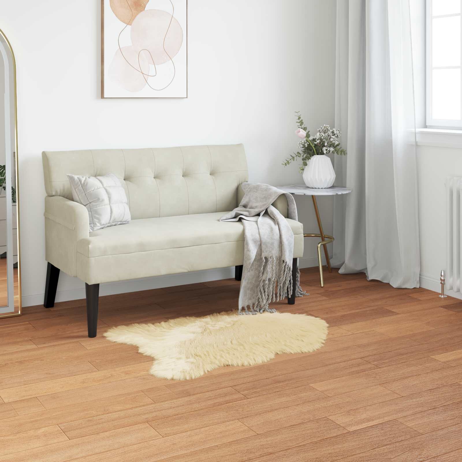 vidaXL Изкуствена овча килим TAFALLA Кремаво 60 x 90 cm Полиестер
