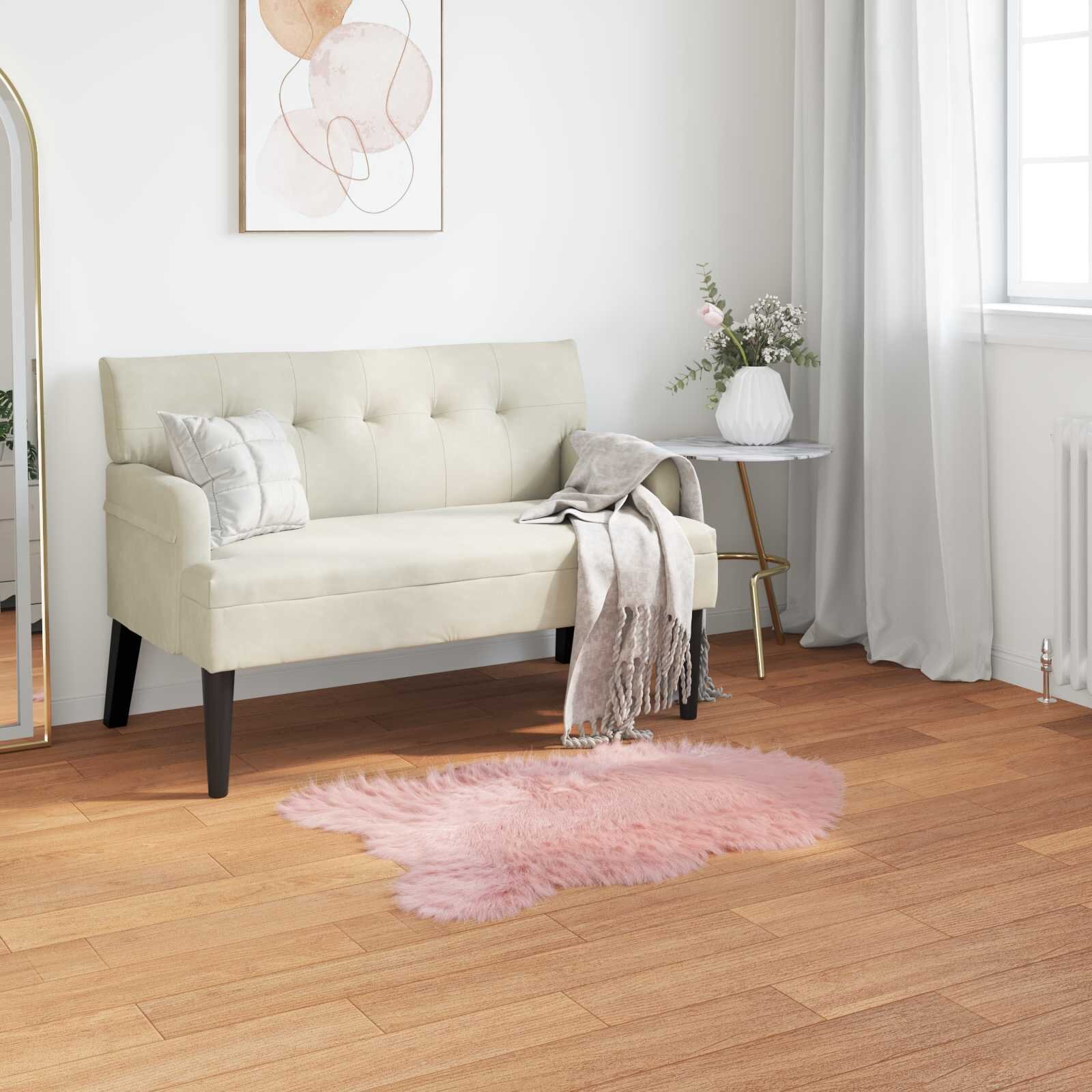vidaXL Изкуствена овча килим TAFALLA Розово 60 x 90 cm Полиестер