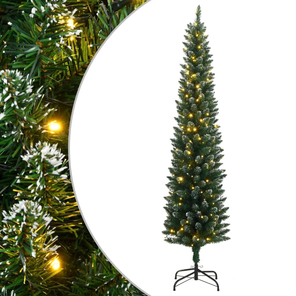 vidaXL Изкуствена тънка коледна елха 150 LED 120 см