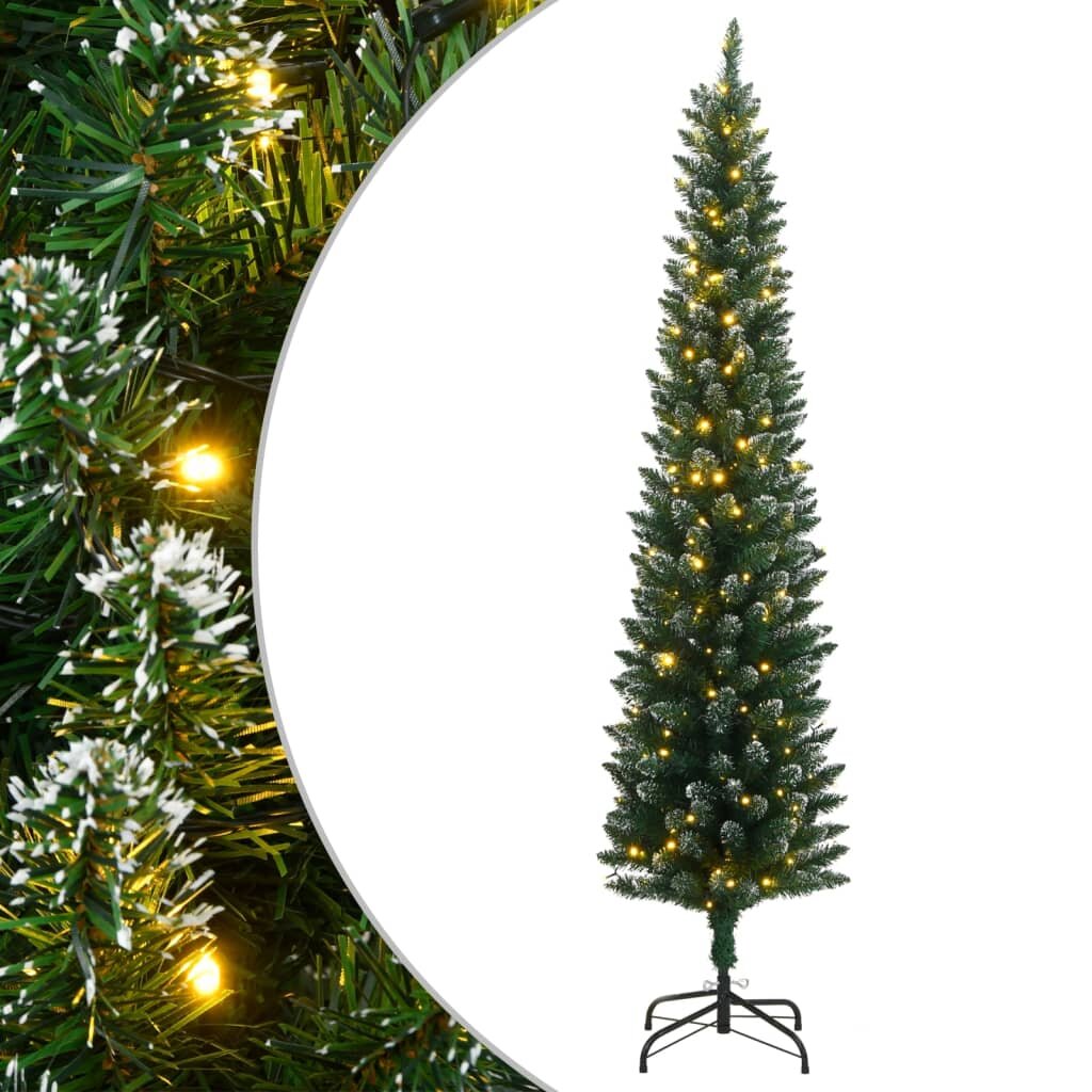 vidaXL Изкуствена тънка коледна елха 150 LED 150 см