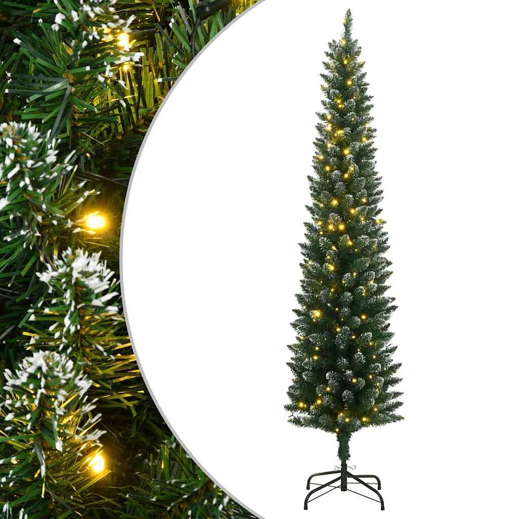 vidaXL Изкуствена тънка коледна елха 300 LED 210 см