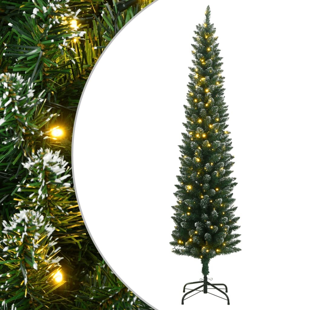 vidaXL Изкуствена тънка коледна елха 300 LED 240 см