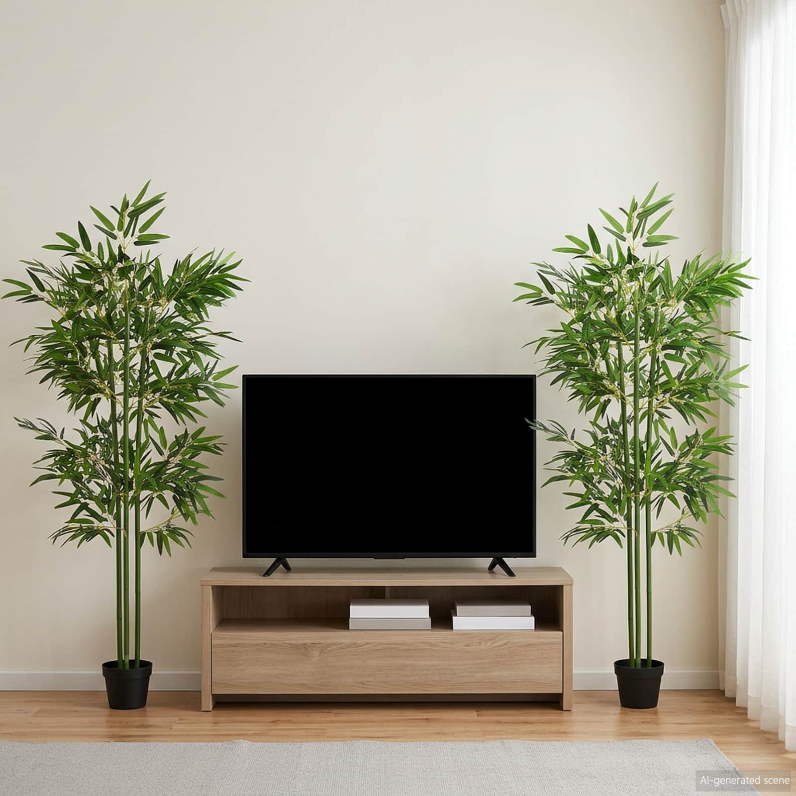 vidaXL Изкуствено бамбуково дърво 2 бр. Зелено 45 x 18 x 175 см