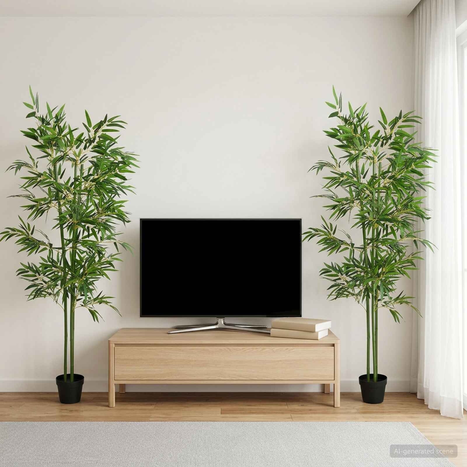 vidaXL Изкуствено бамбуково дърво 2 бр. Зелено 60 x 18 x 190 см