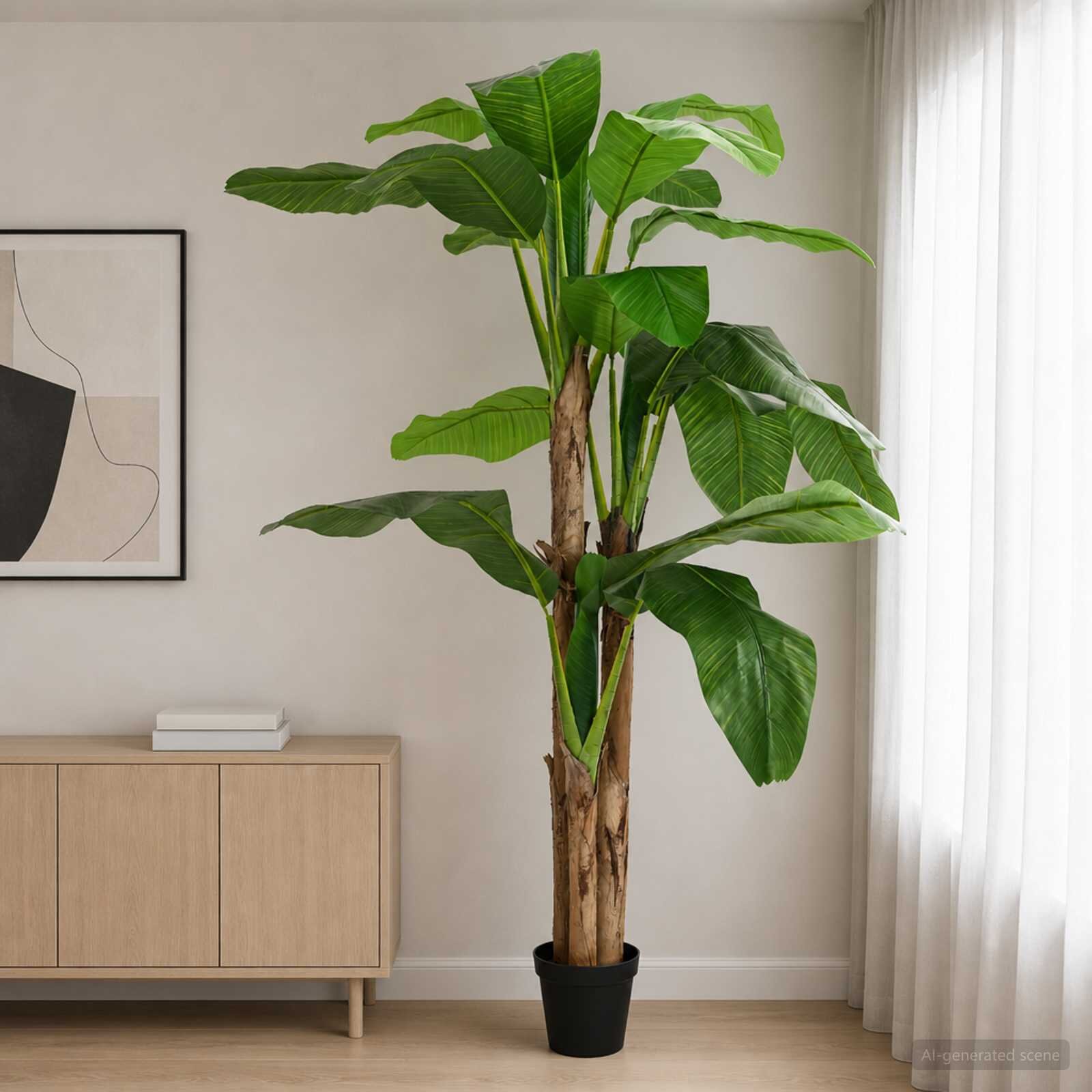 vidaXL Изкуствено бананово дърво Зелено 125 x 25 x 250 см