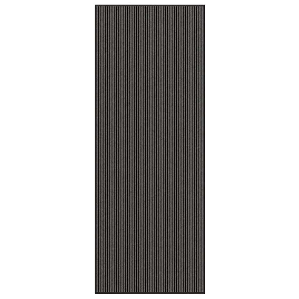 vidaXL Изтривалка раирана черна и сива 115x300 см