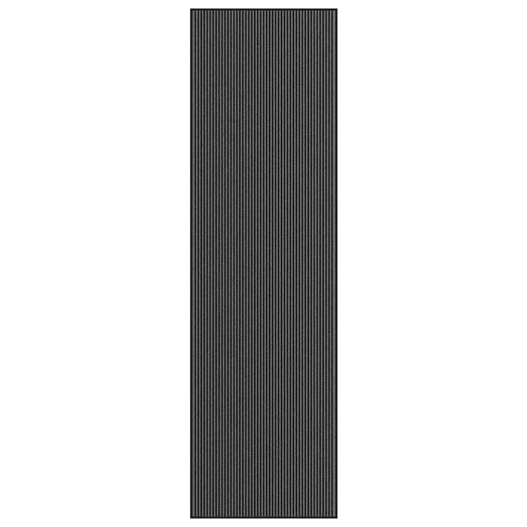 vidaXL Изтривалка раирана черна и сива 115x400 см