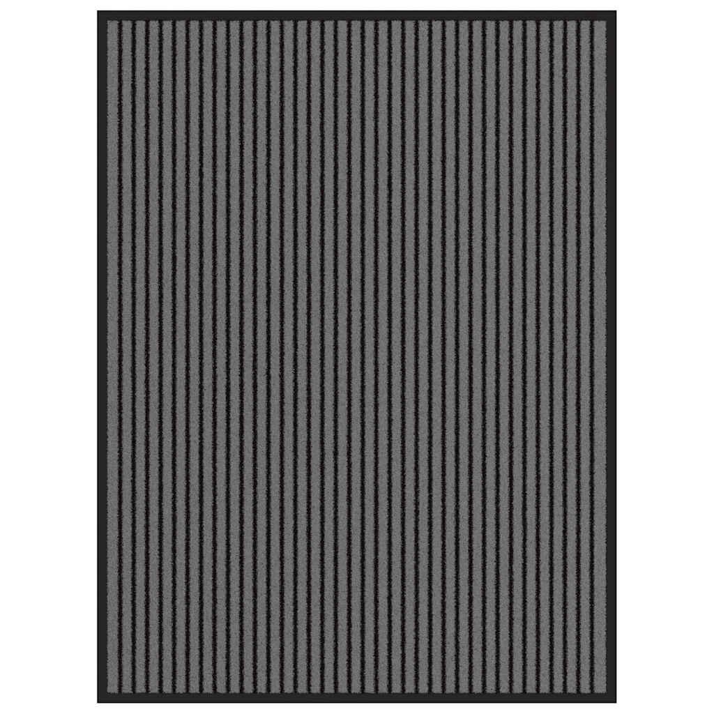 vidaXL Изтривалка раирана черна и сива 90x120 см