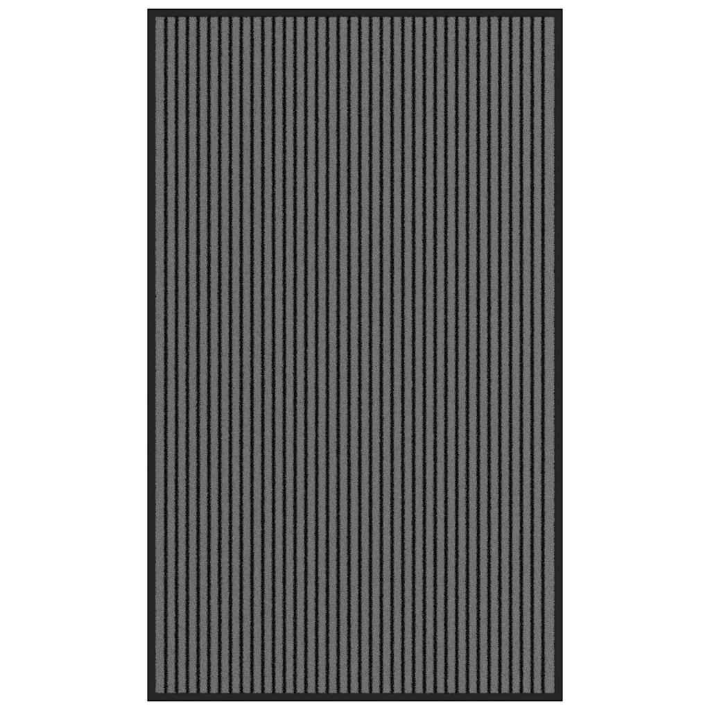 vidaXL Изтривалка раирана черна и сива 90x150 см