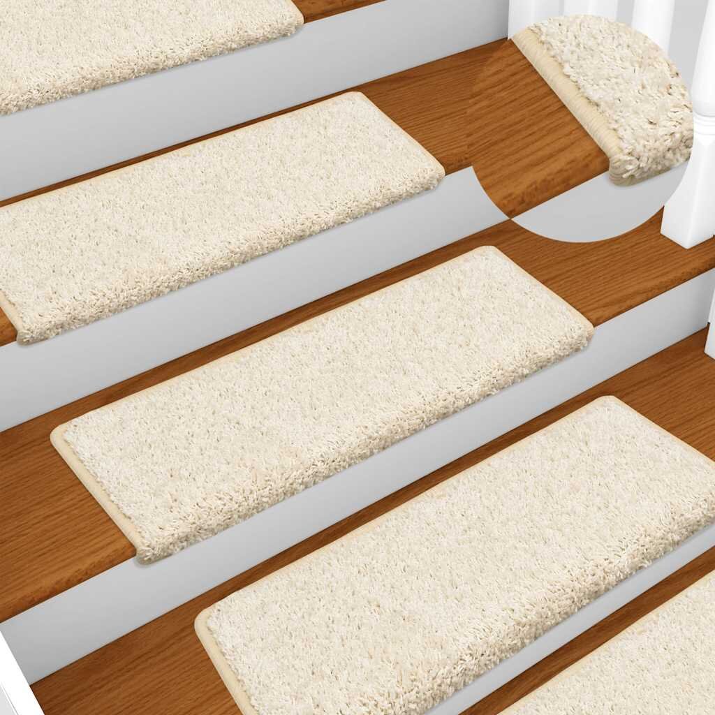vidaXL Изтривалки за стълби 10 бр. 65x21x4 см бели с правоъгълен кант