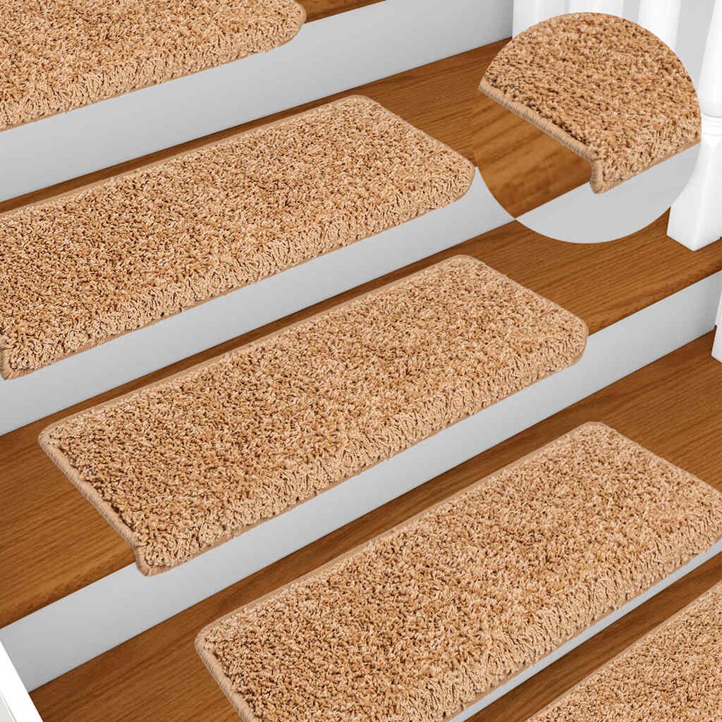 vidaXL Изтривалки за стълби 10 бр. 65x21x4 см бежови с правоъгълен кант