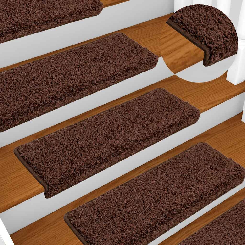 vidaXL Изтривалки за стълби 10 бр. 65x21x4 см кафяви с правоъгълен кант