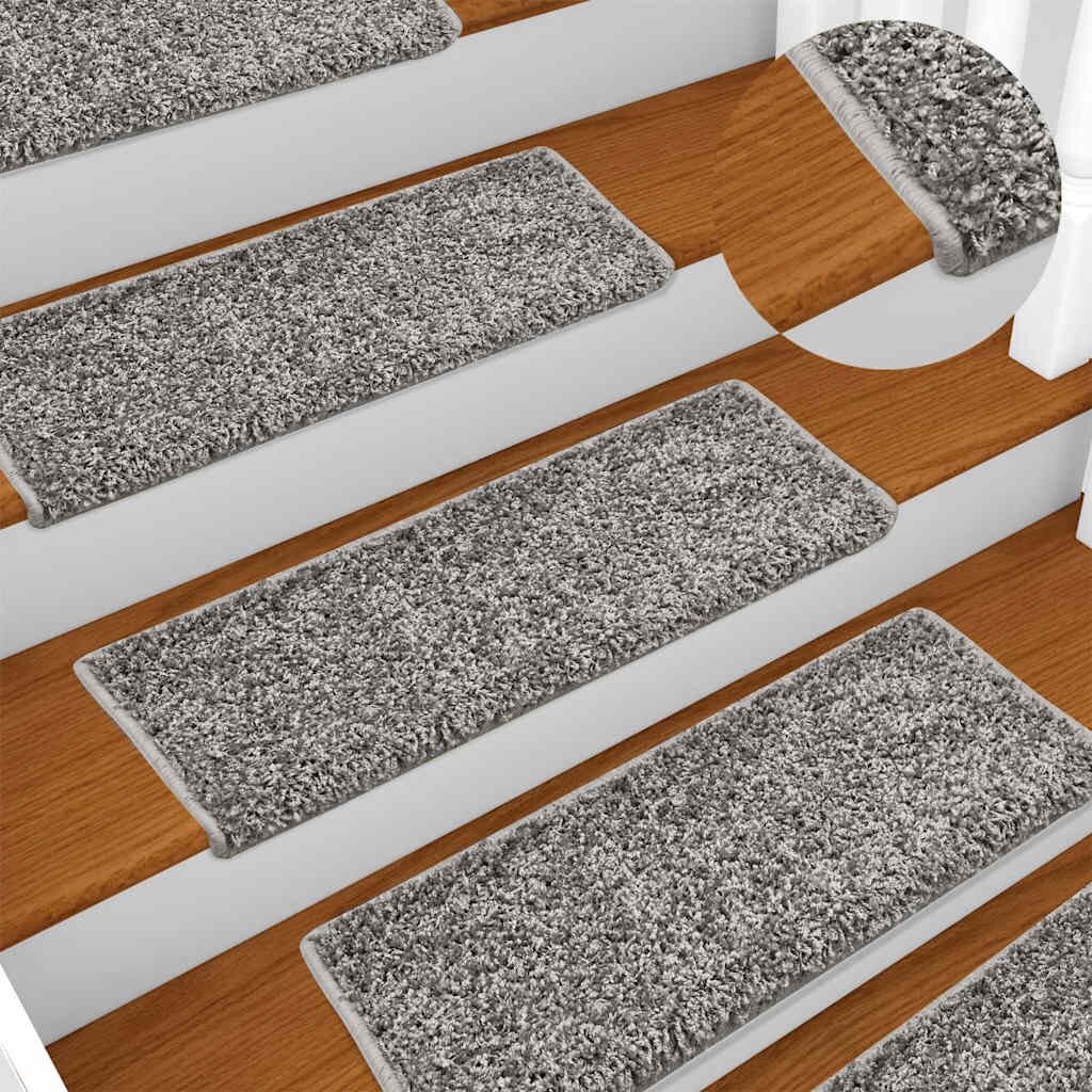 vidaXL Изтривалки за стълби 10 бр. 65x21x4 см сиви с правоъгълен кант