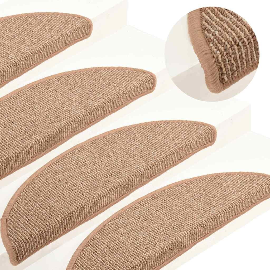 vidaXL Изтривалки за стълби 15 бр. 56x17x3 см светлокафяви полукръгли